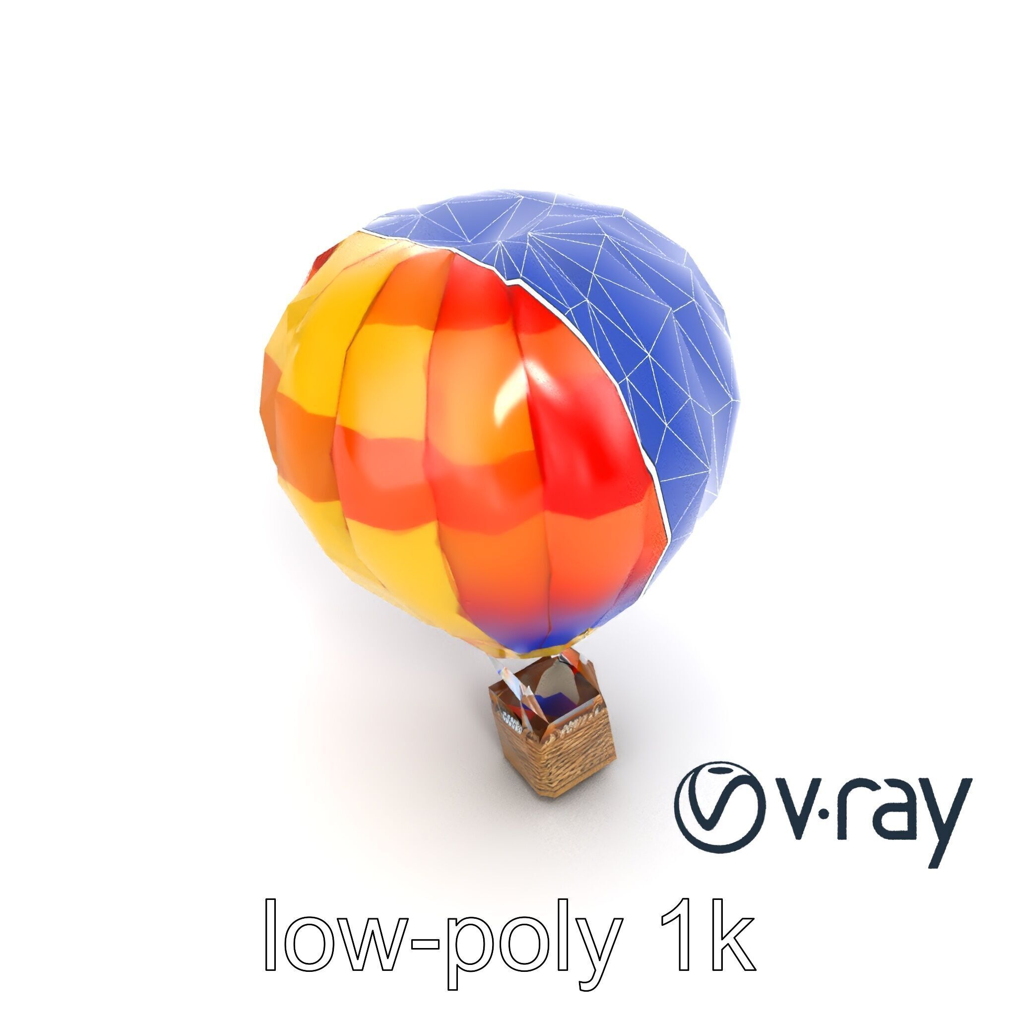 Rainbow Gradient Hot Air Balloon 3D Model Pack Low-poly 3D model_15