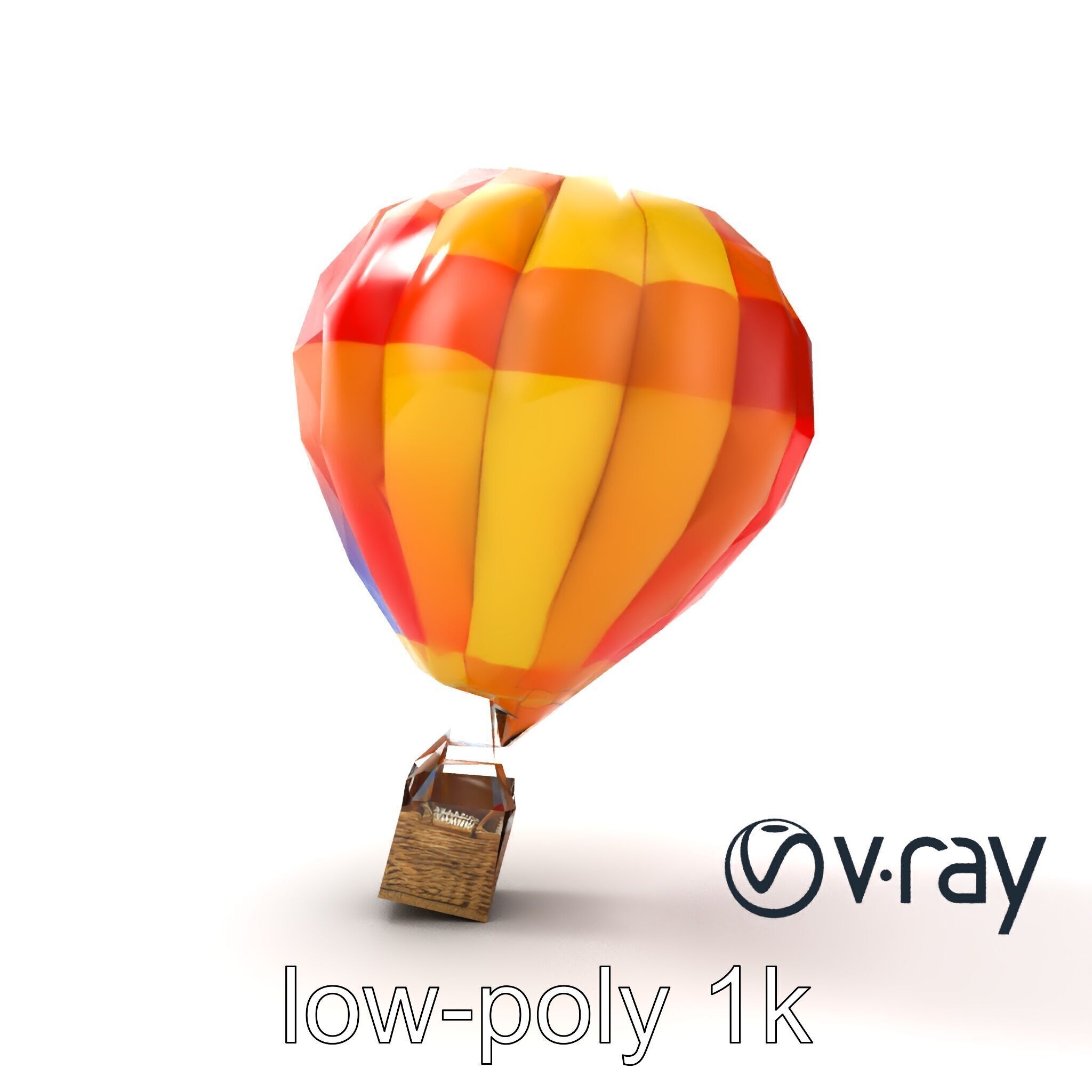 Rainbow Gradient Hot Air Balloon 3D Model Pack Low-poly 3D model_18