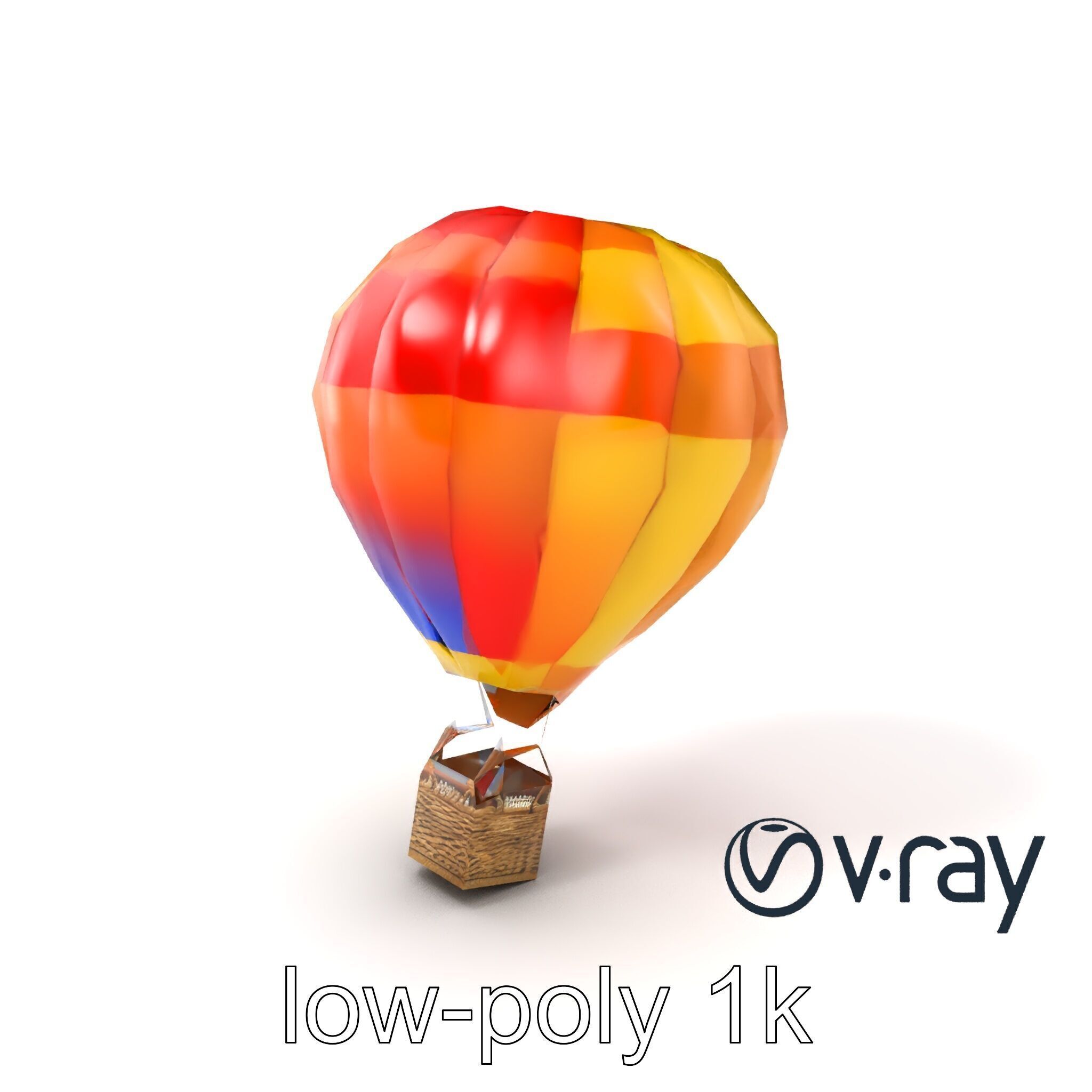 Rainbow Gradient Hot Air Balloon 3D Model Pack Low-poly 3D model_2
