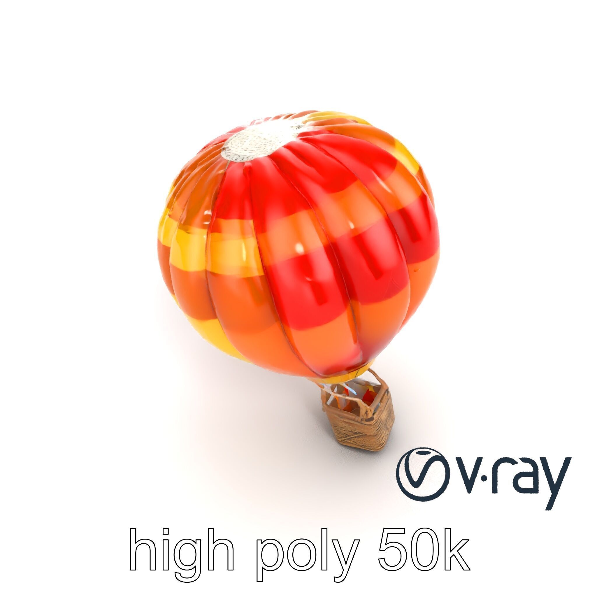 Rainbow Gradient Hot Air Balloon 3D Model Pack Low-poly 3D model_19