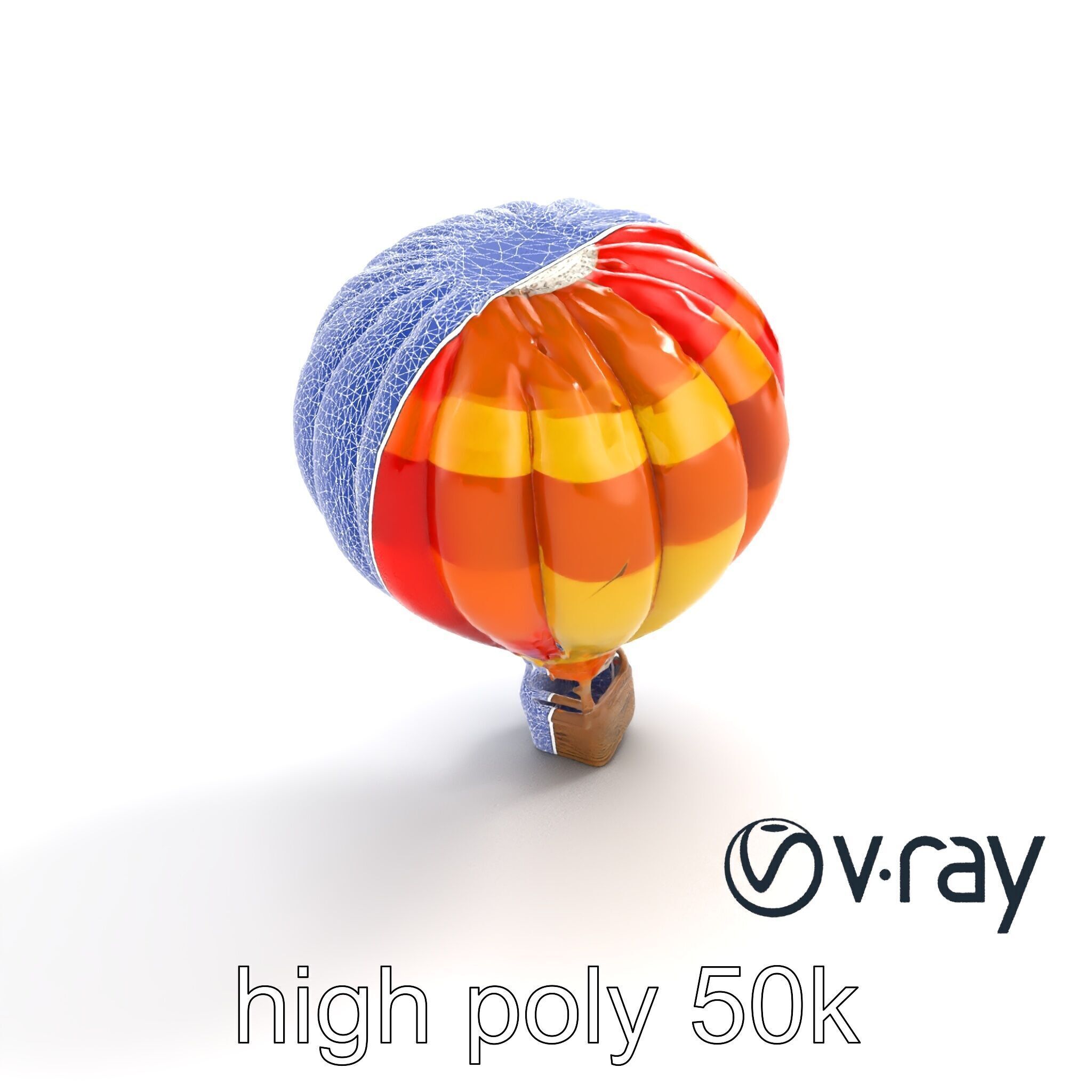 Rainbow Gradient Hot Air Balloon 3D Model Pack Low-poly 3D model_27