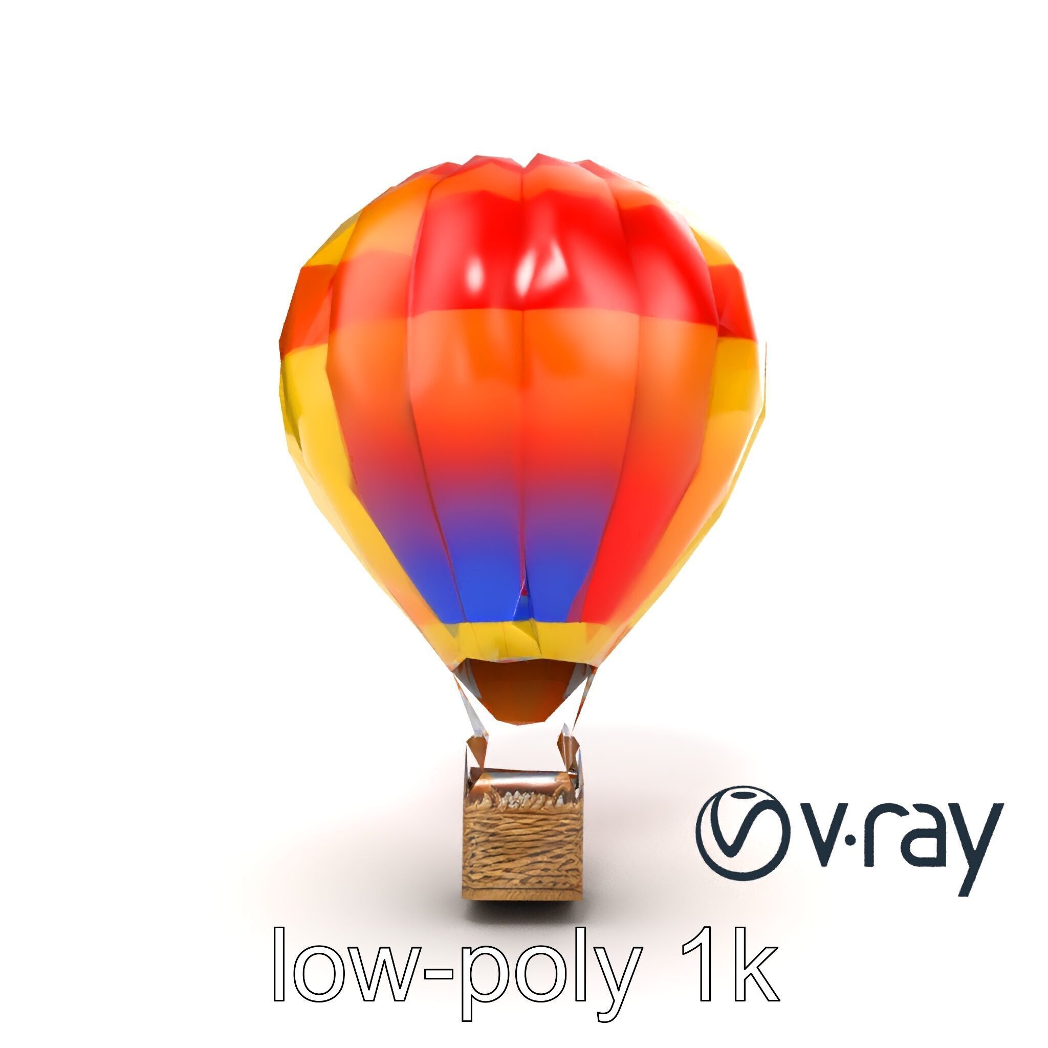 Rainbow Gradient Hot Air Balloon 3D Model Pack Low-poly 3D model_20
