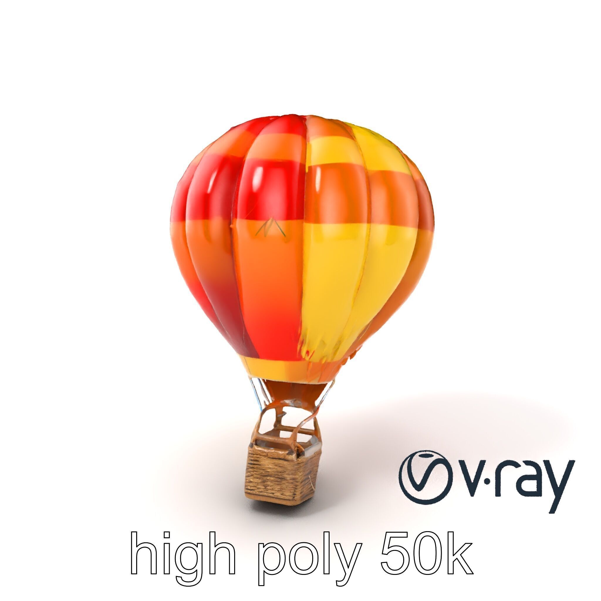 Rainbow Gradient Hot Air Balloon 3D Model Pack Low-poly 3D model_6