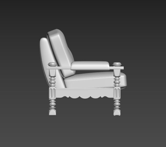 Three Seater Sofa with Carved Oak Frame 3D model_10