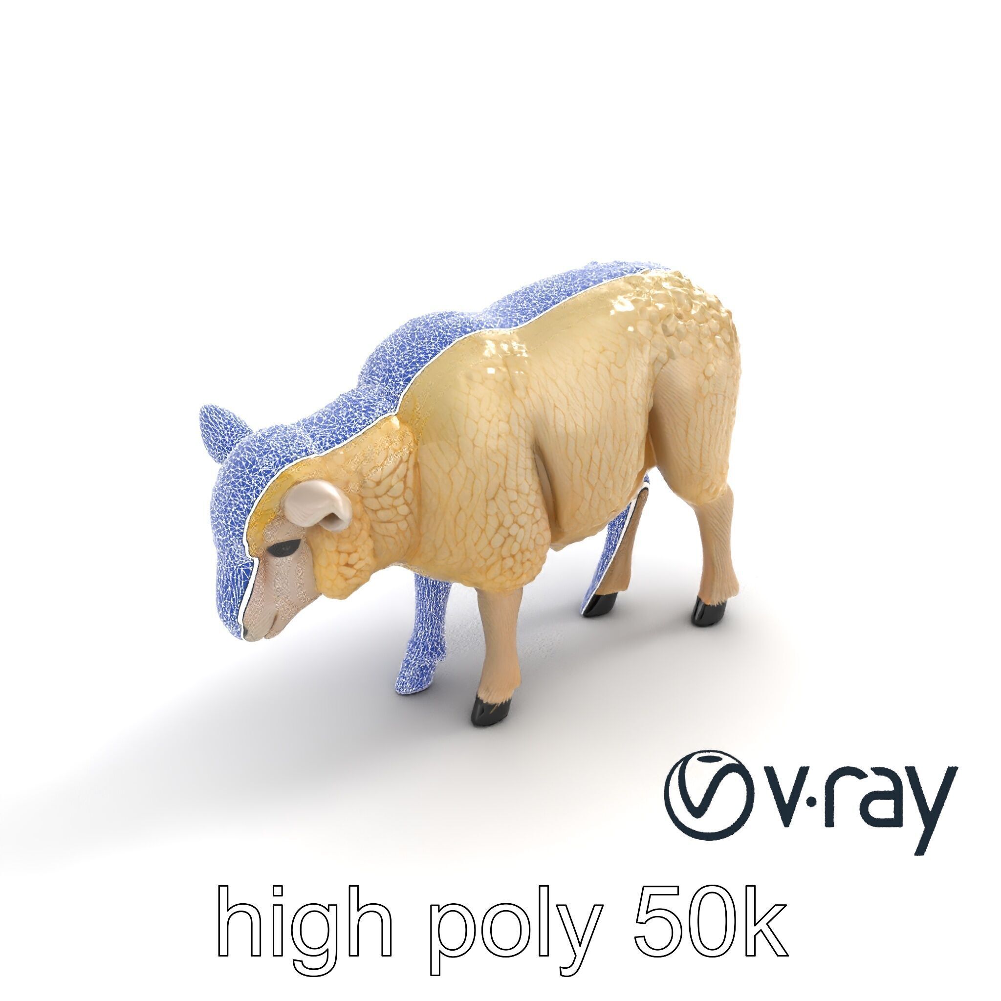 Fluffy Sheep Pastoral Scene model pack Low-poly 3D model_16