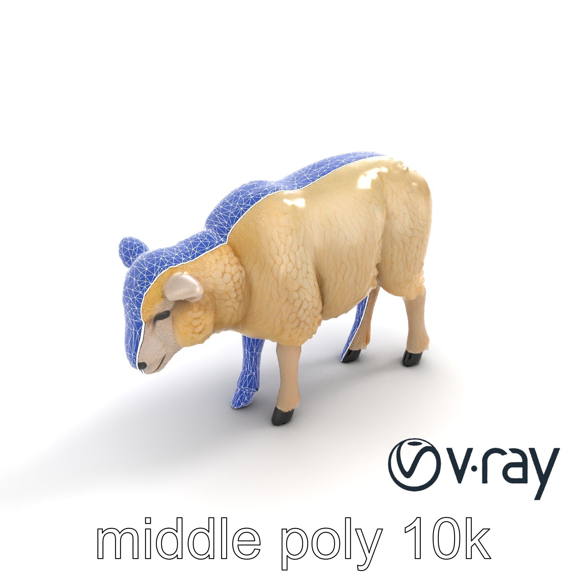 Fluffy Sheep Pastoral Scene model pack Low-poly 3D model_10