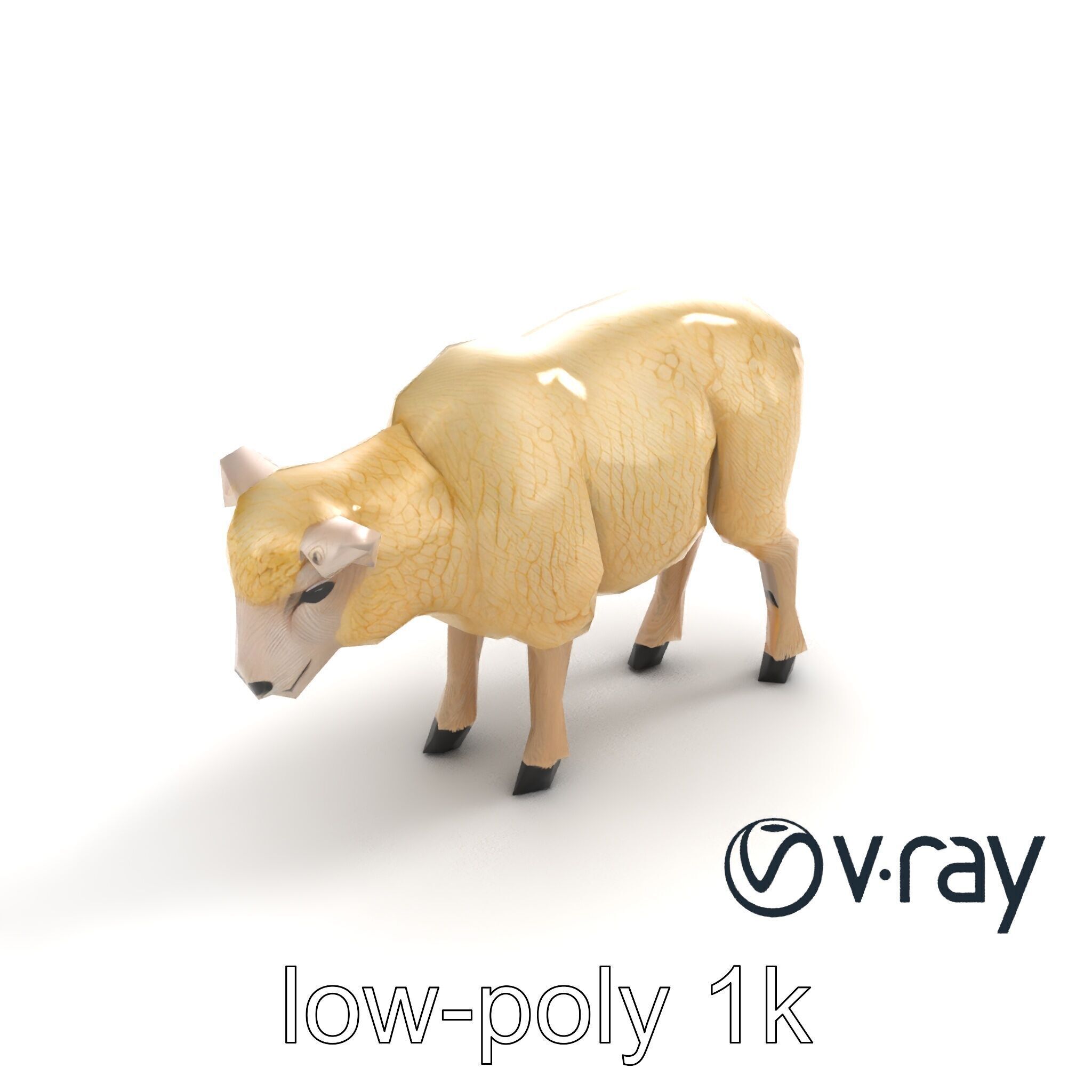 Fluffy Sheep Pastoral Scene model pack Low-poly 3D model_5