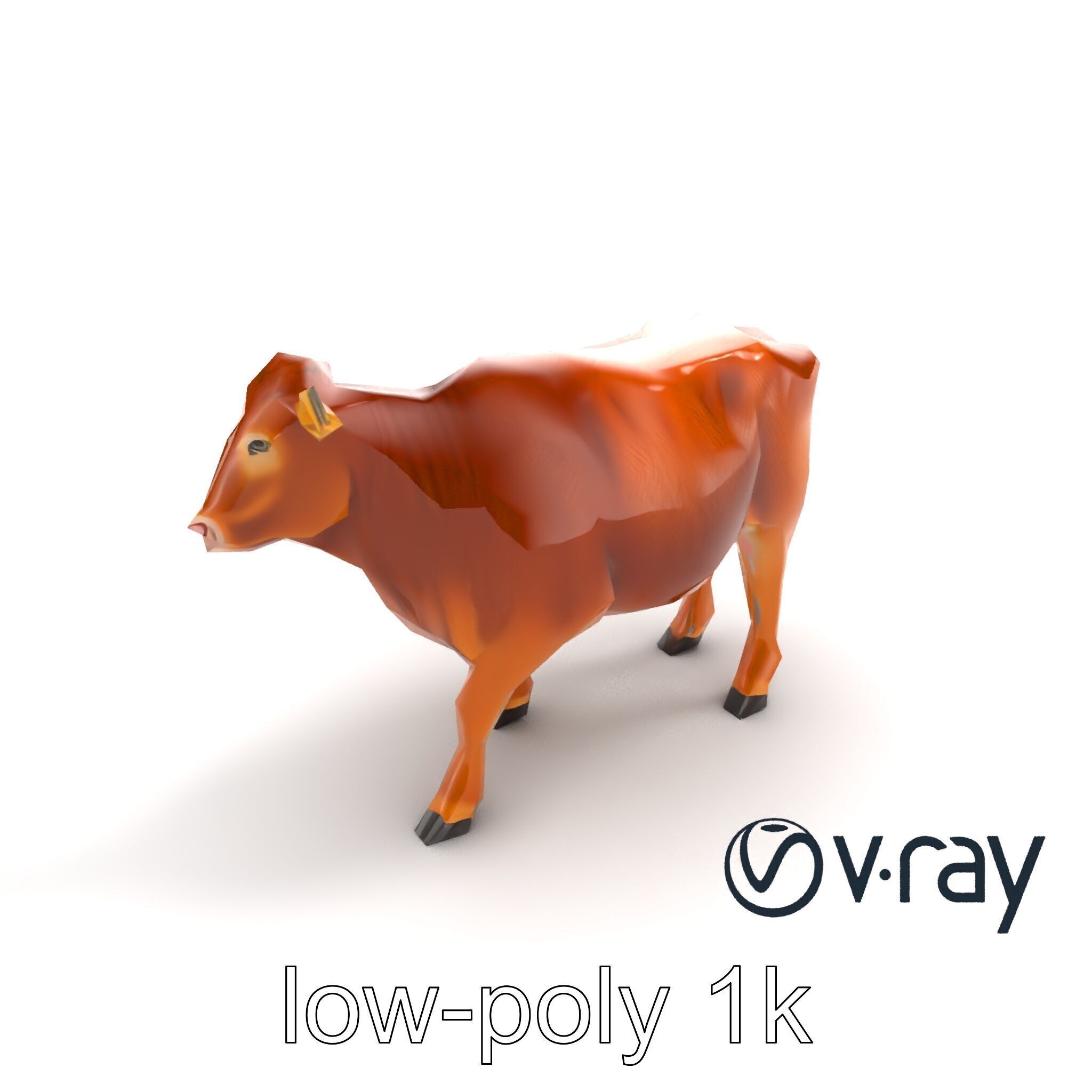 Realistic Brown Cow 3D Model Pack Low-poly 3D model_8