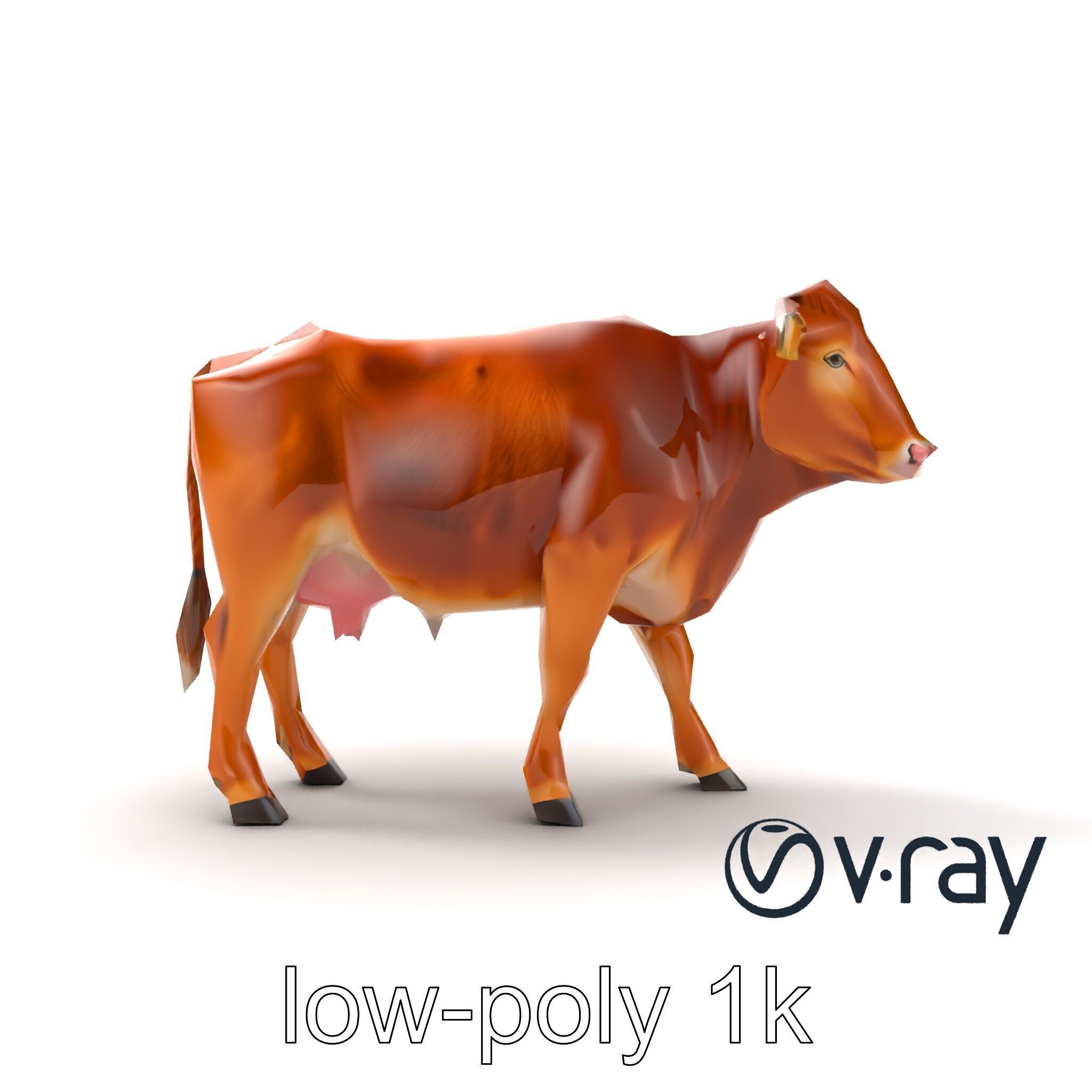 Realistic Brown Cow 3D Model Pack Low-poly 3D model_30