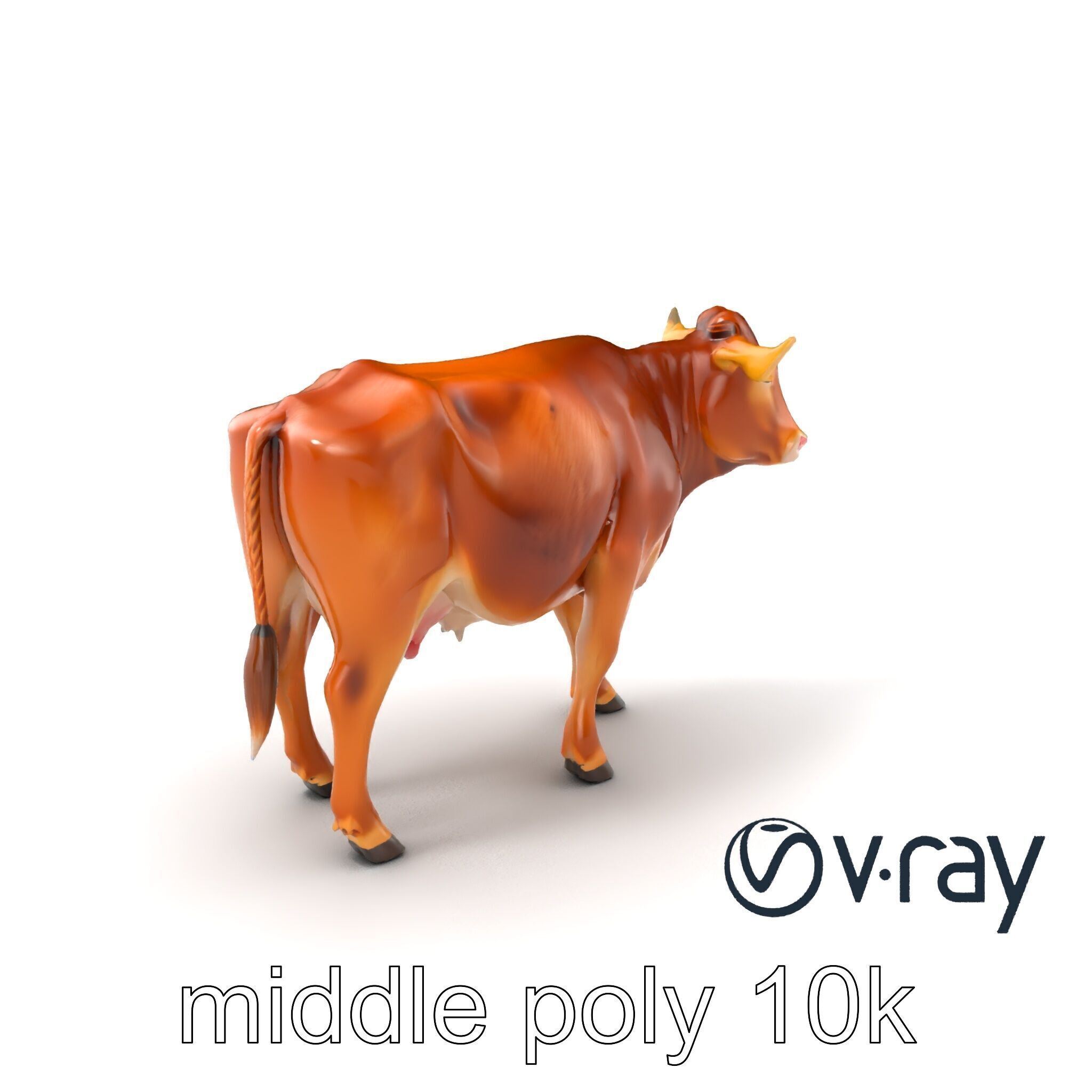 Realistic Brown Cow 3D Model Pack Low-poly 3D model_4