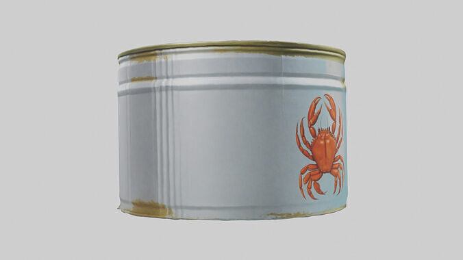 Canned Crab model Low-poly 3D model 3