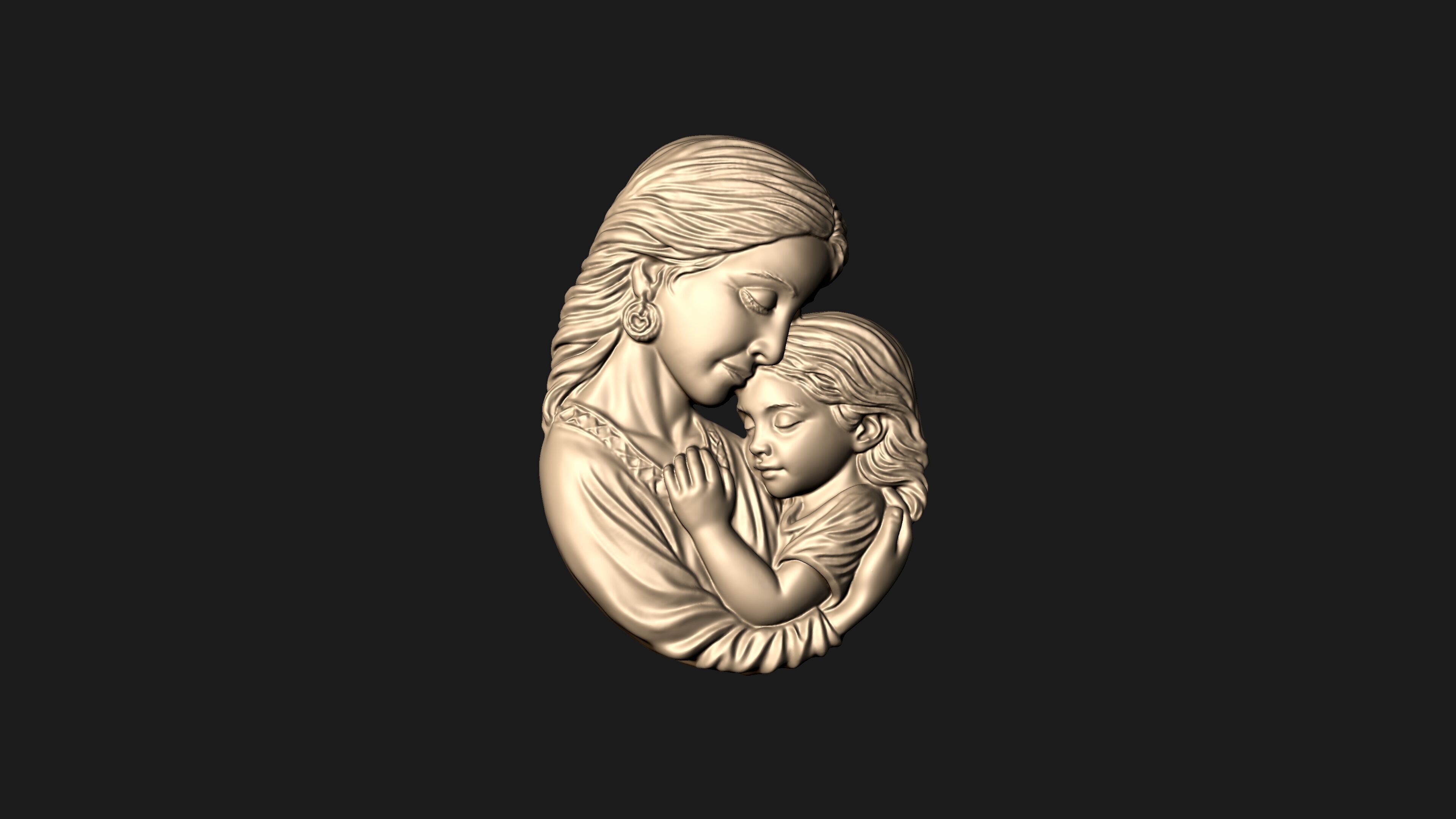 Mother Baby Pendant 2 3D print model_7
