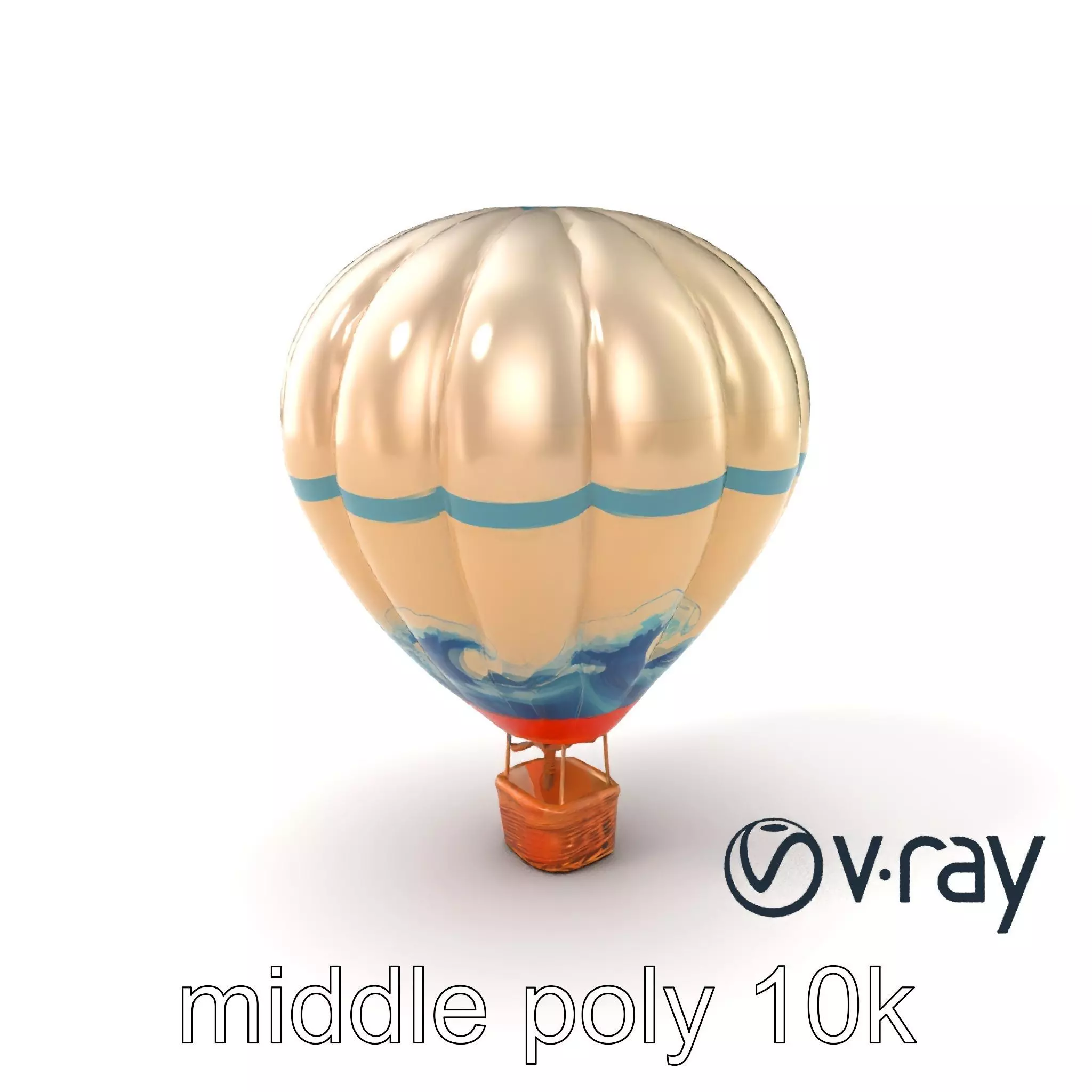 Classic Hot Air Balloon Ocean Wave Pattern model pack Low-poly 3D model_0