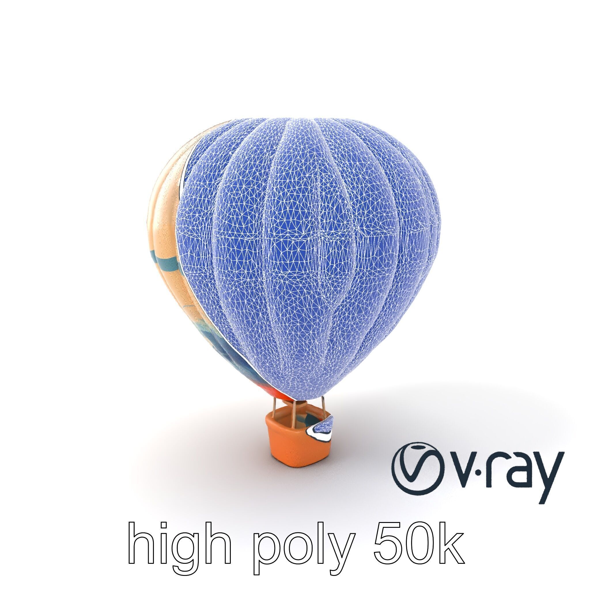 Classic Hot Air Balloon Ocean Wave Pattern model pack Low-poly 3D model_20