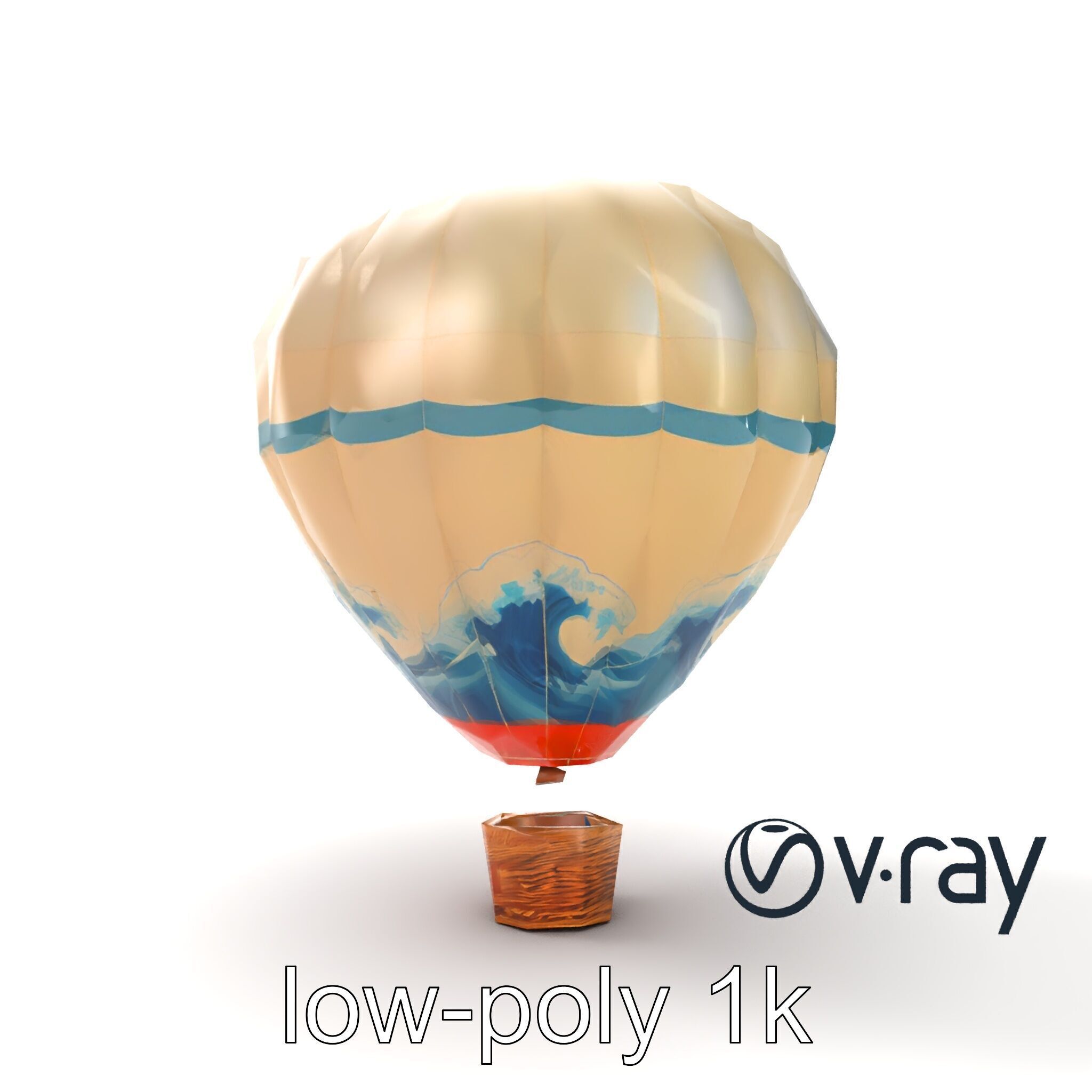 Classic Hot Air Balloon Ocean Wave Pattern model pack Low-poly 3D model_19