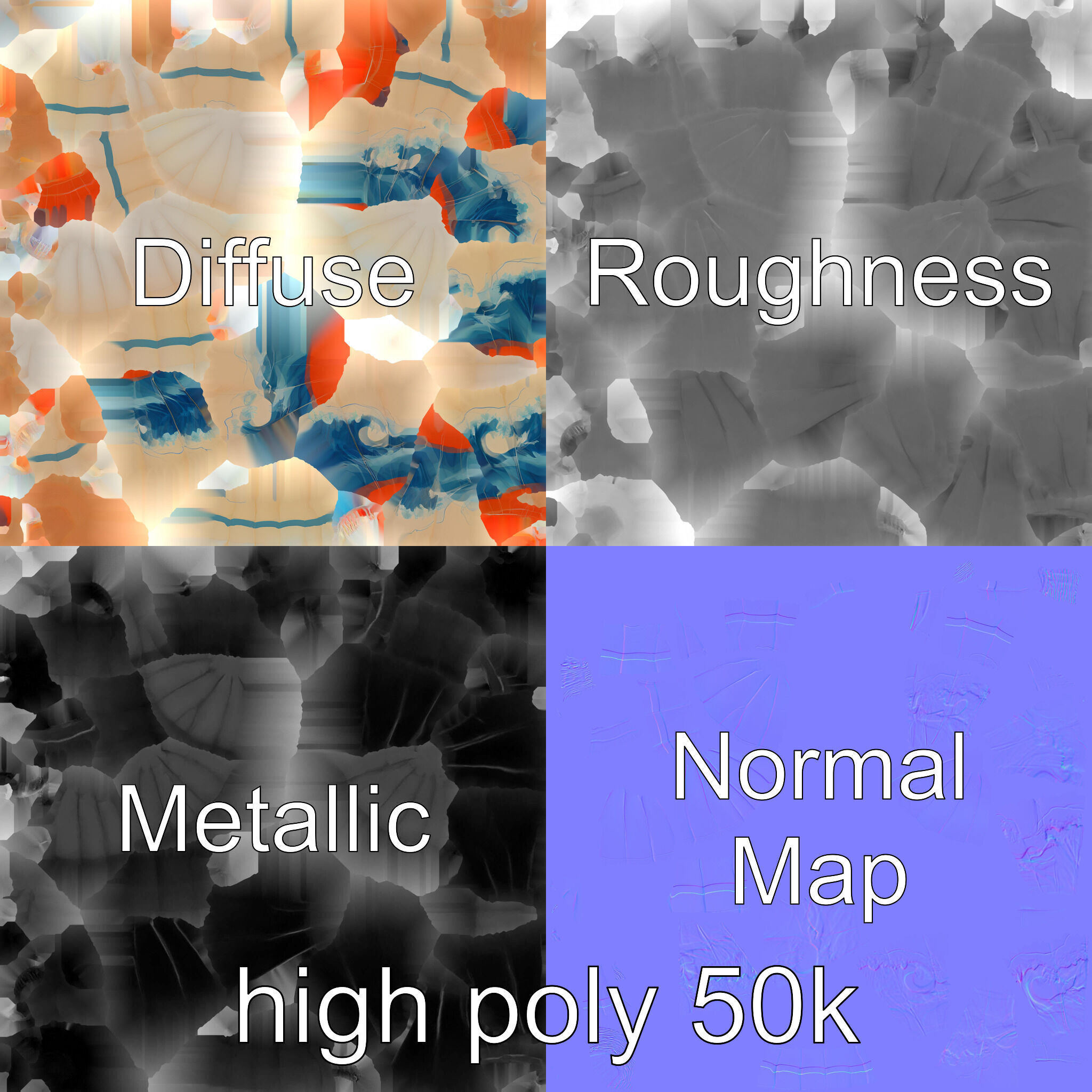 Classic Hot Air Balloon Ocean Wave Pattern model pack Low-poly 3D model_1