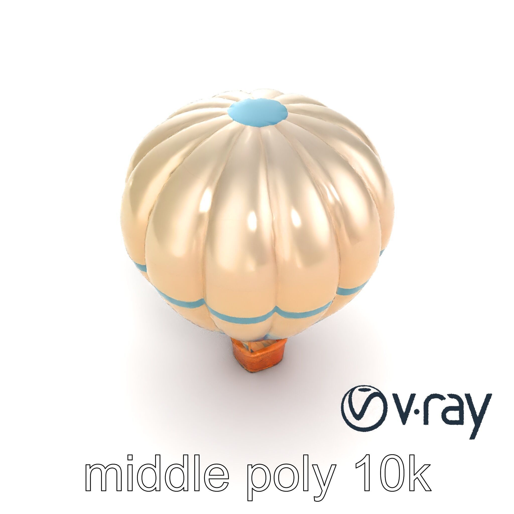 Classic Hot Air Balloon Ocean Wave Pattern model pack Low-poly 3D model_11