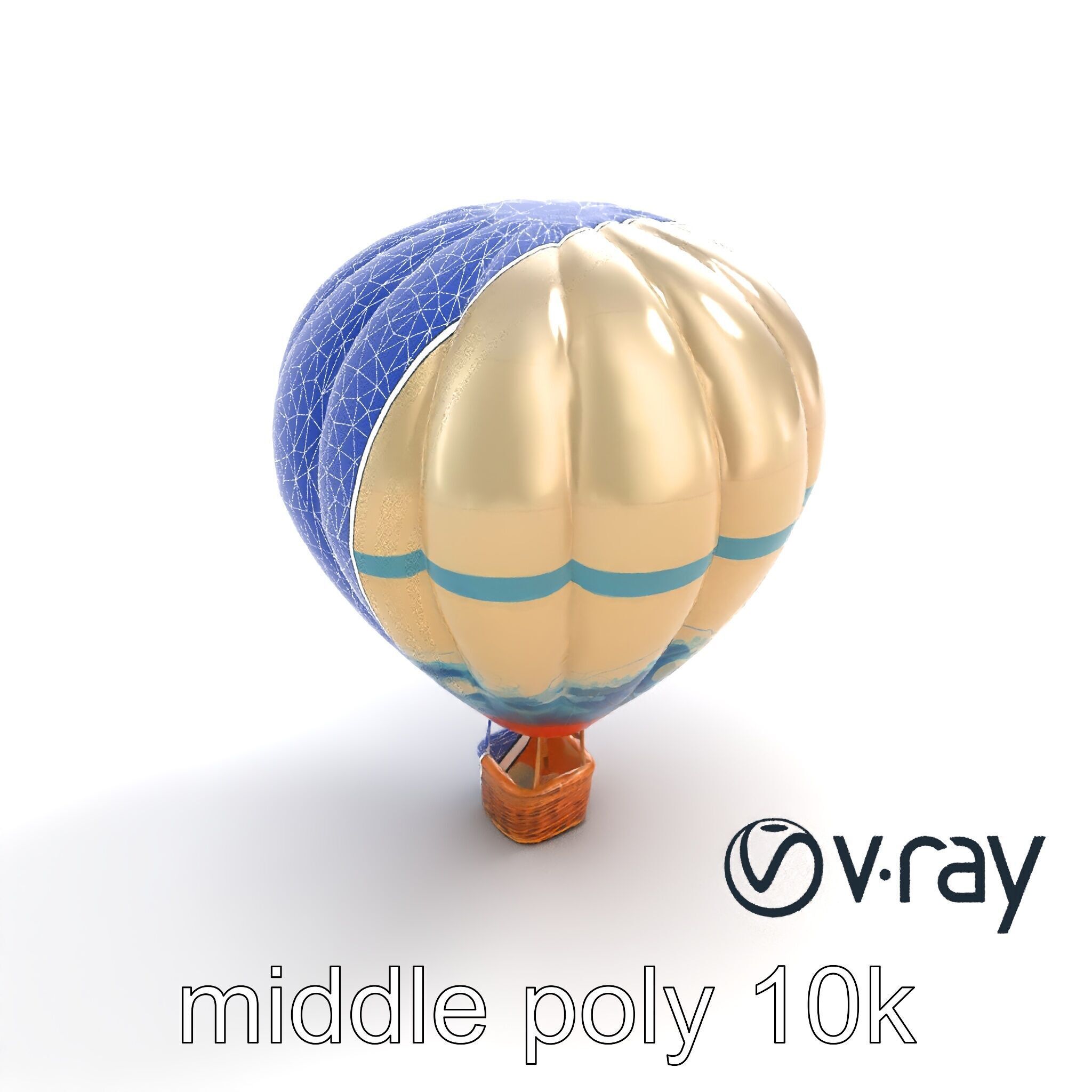 Classic Hot Air Balloon Ocean Wave Pattern model pack Low-poly 3D model_10