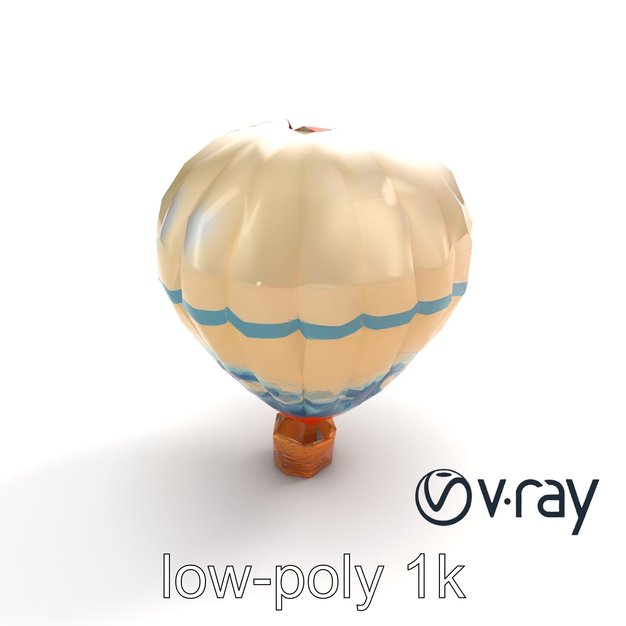 Classic Hot Air Balloon Ocean Wave Pattern model pack Low-poly 3D model_5