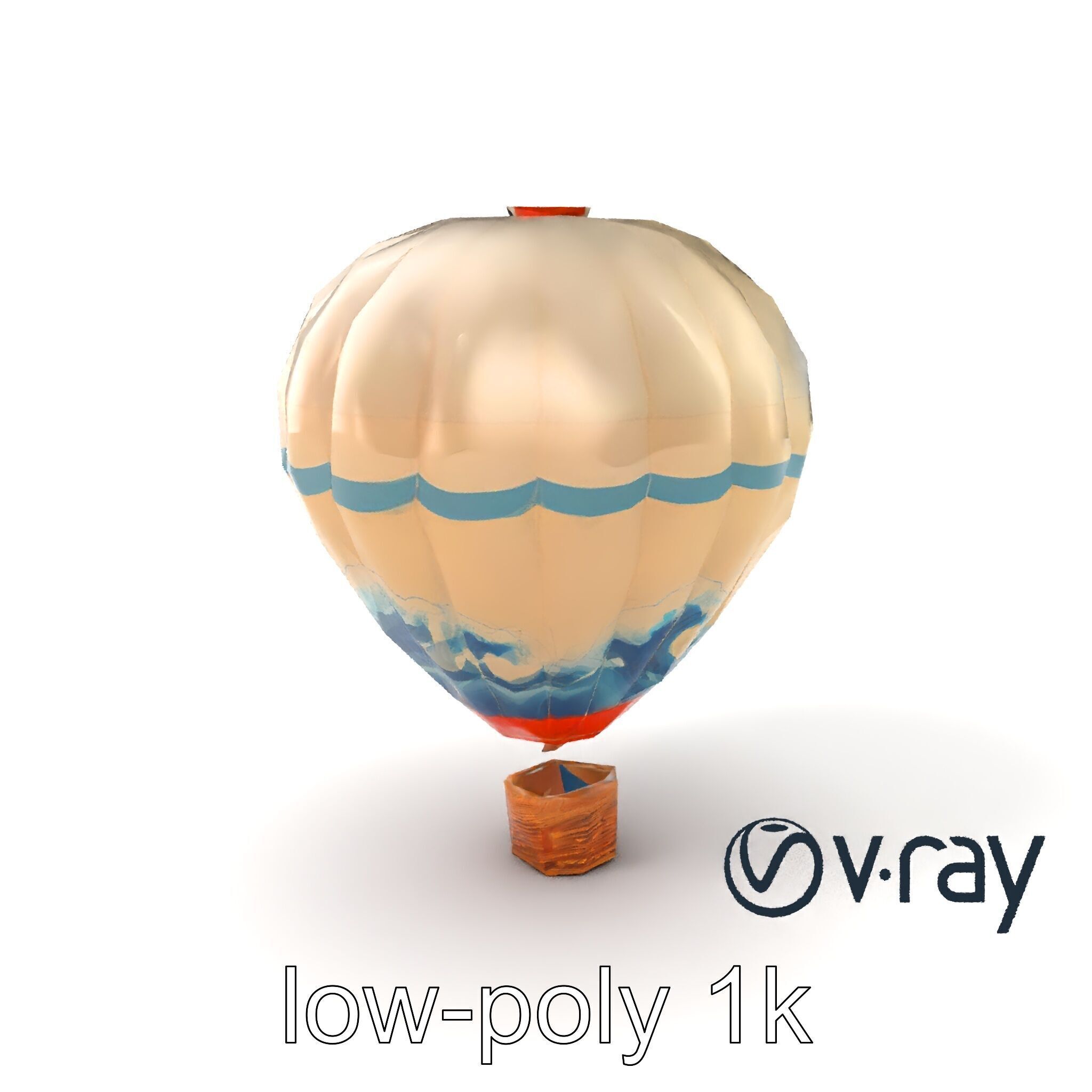 Classic Hot Air Balloon Ocean Wave Pattern model pack Low-poly 3D model_2