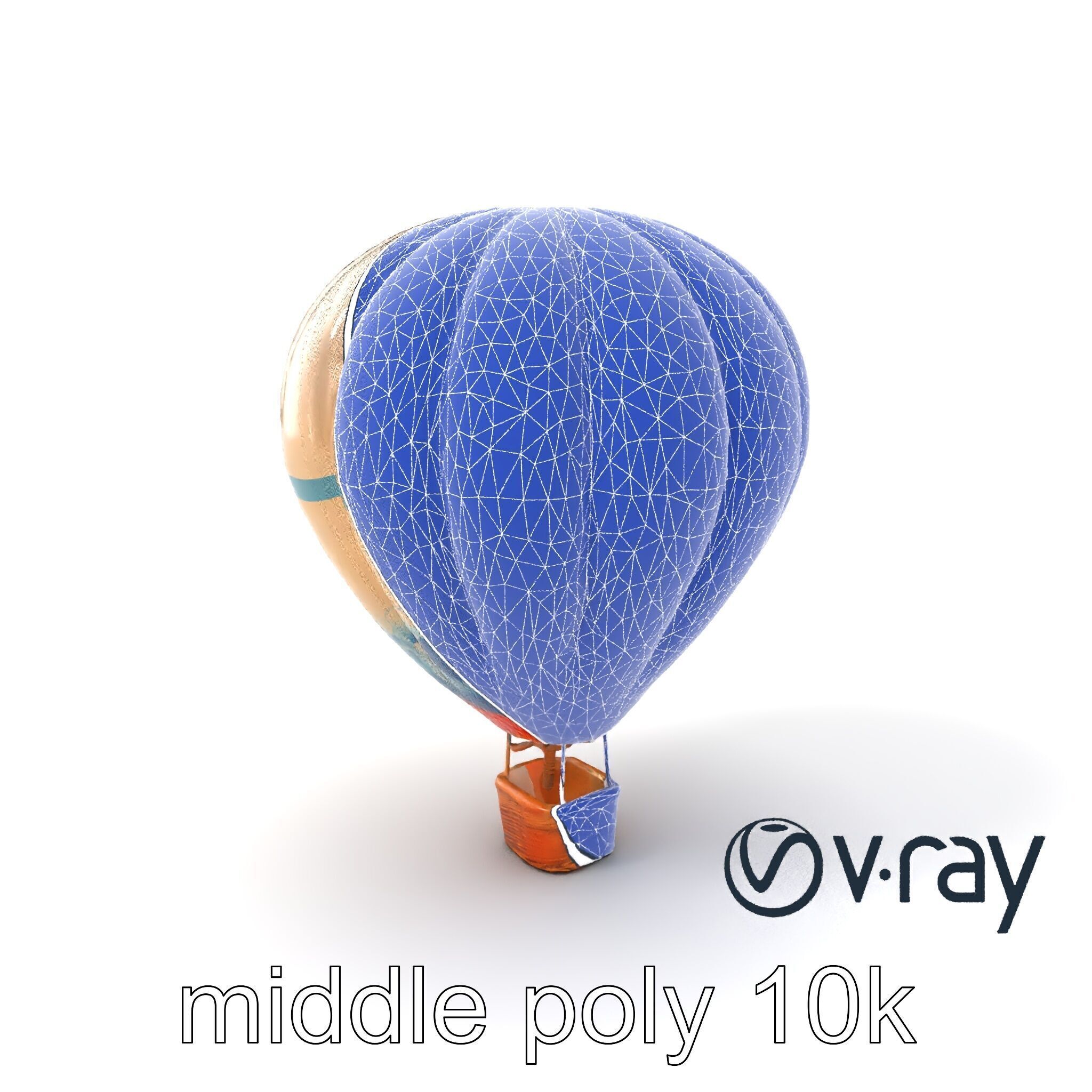 Classic Hot Air Balloon Ocean Wave Pattern model pack Low-poly 3D model_4
