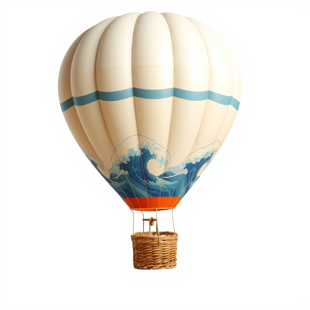 Classic Hot Air Balloon Ocean Wave Pattern model pack Low-poly 3D model_3