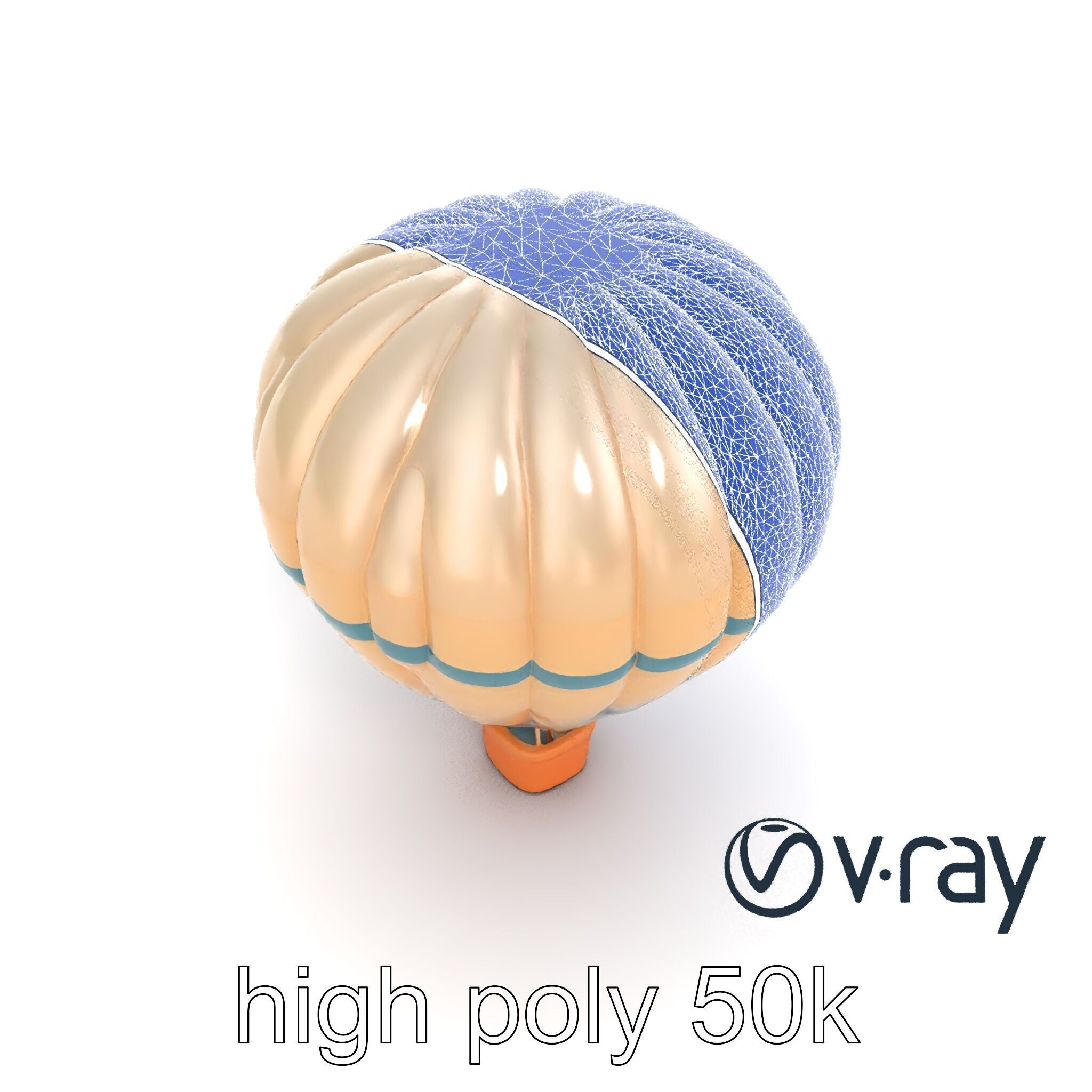 Classic Hot Air Balloon Ocean Wave Pattern model pack Low-poly 3D model_26