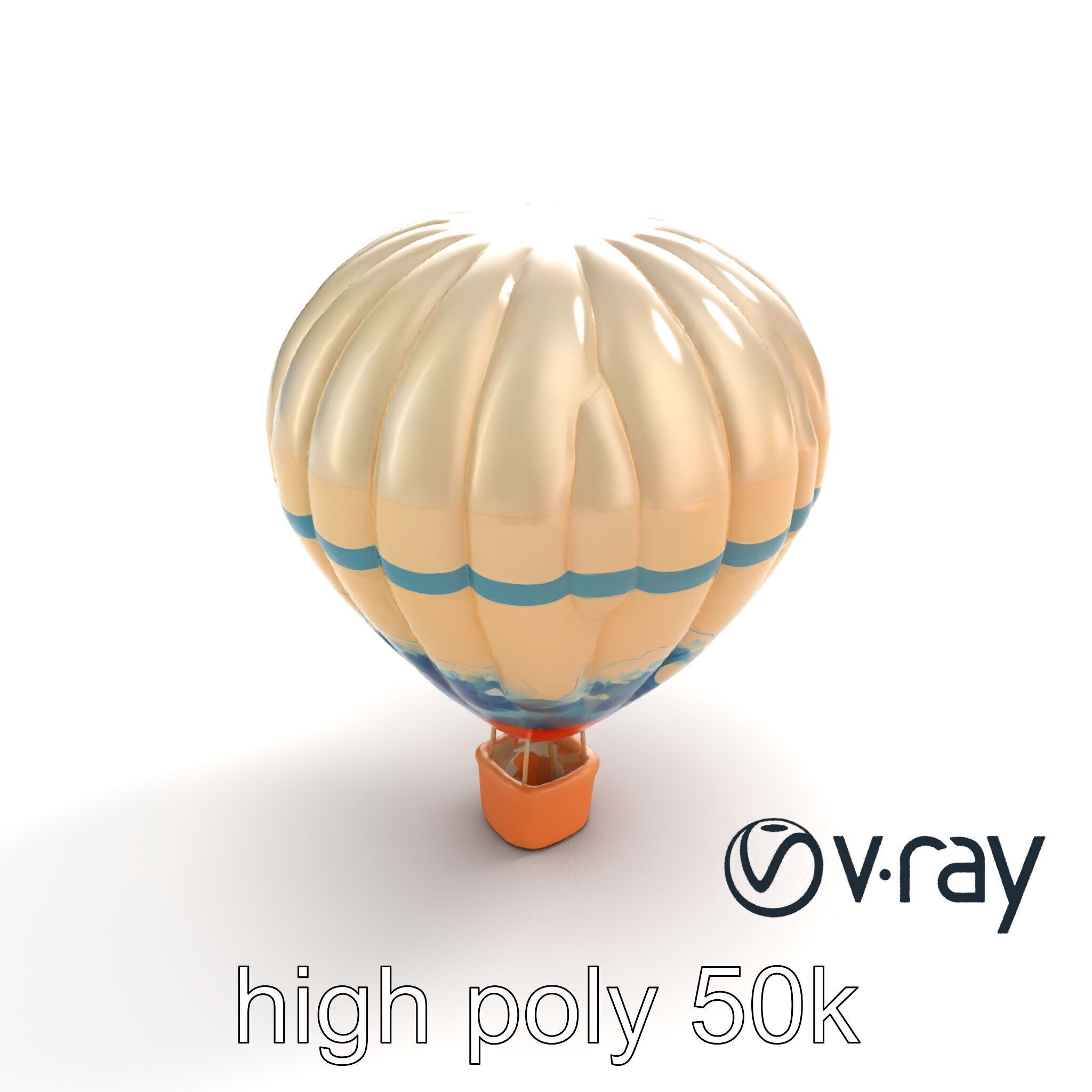 Classic Hot Air Balloon Ocean Wave Pattern model pack Low-poly 3D model_9