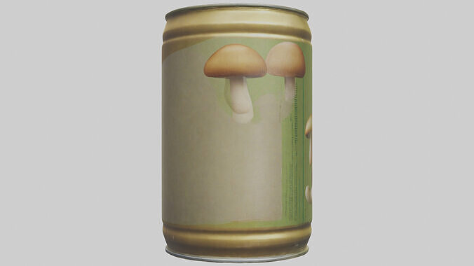 Canned Mushrooms model Low-poly 3D model 3