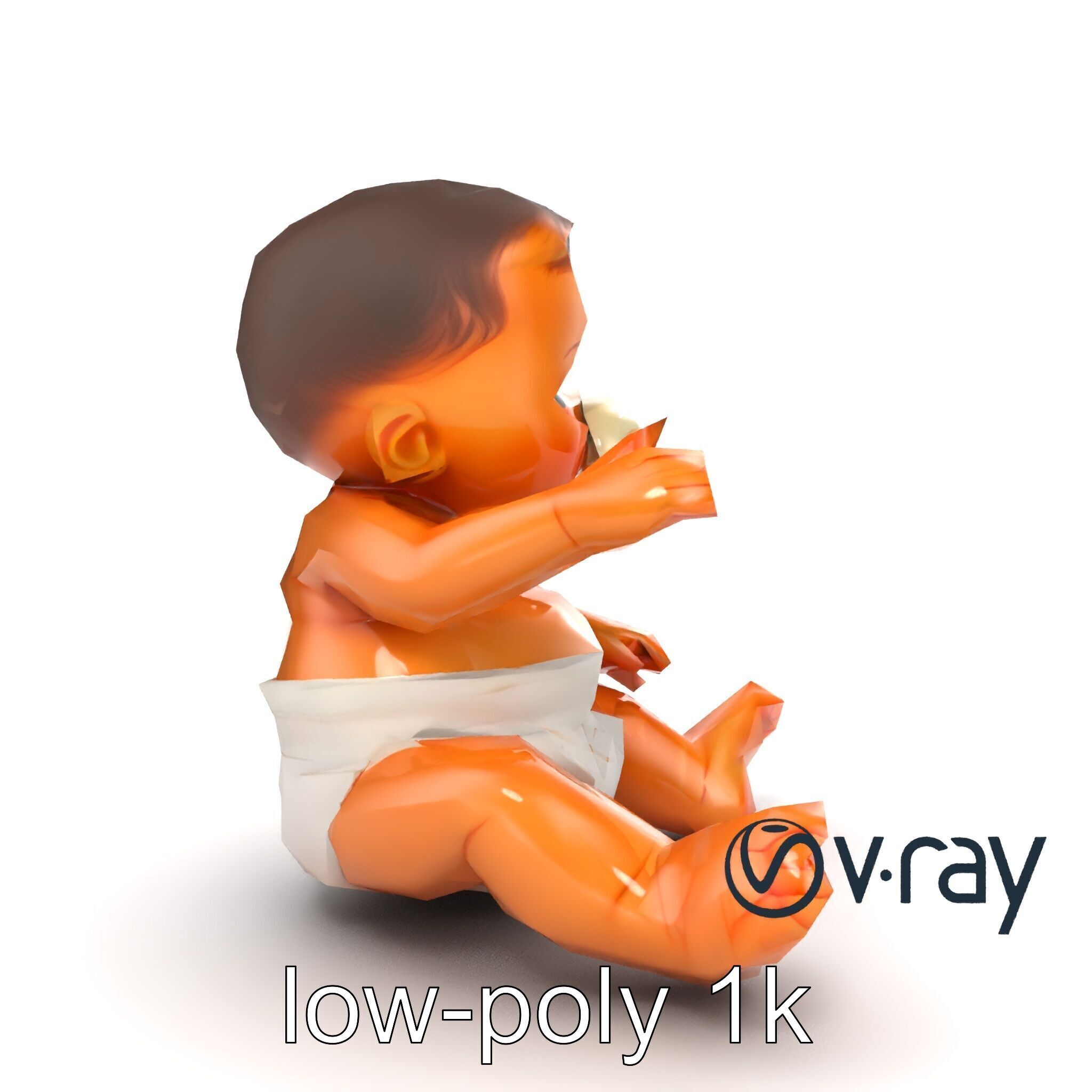 Chubby Baby Brother Character model pack Low-poly 3D model_12