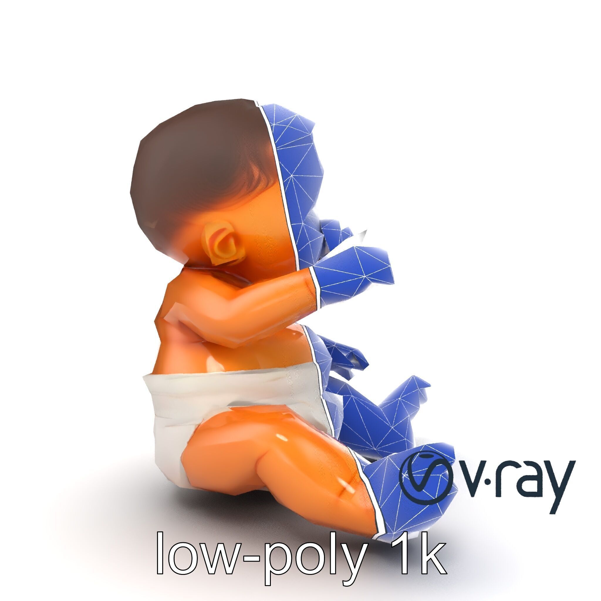 Chubby Baby Brother Character model pack Low-poly 3D model_21