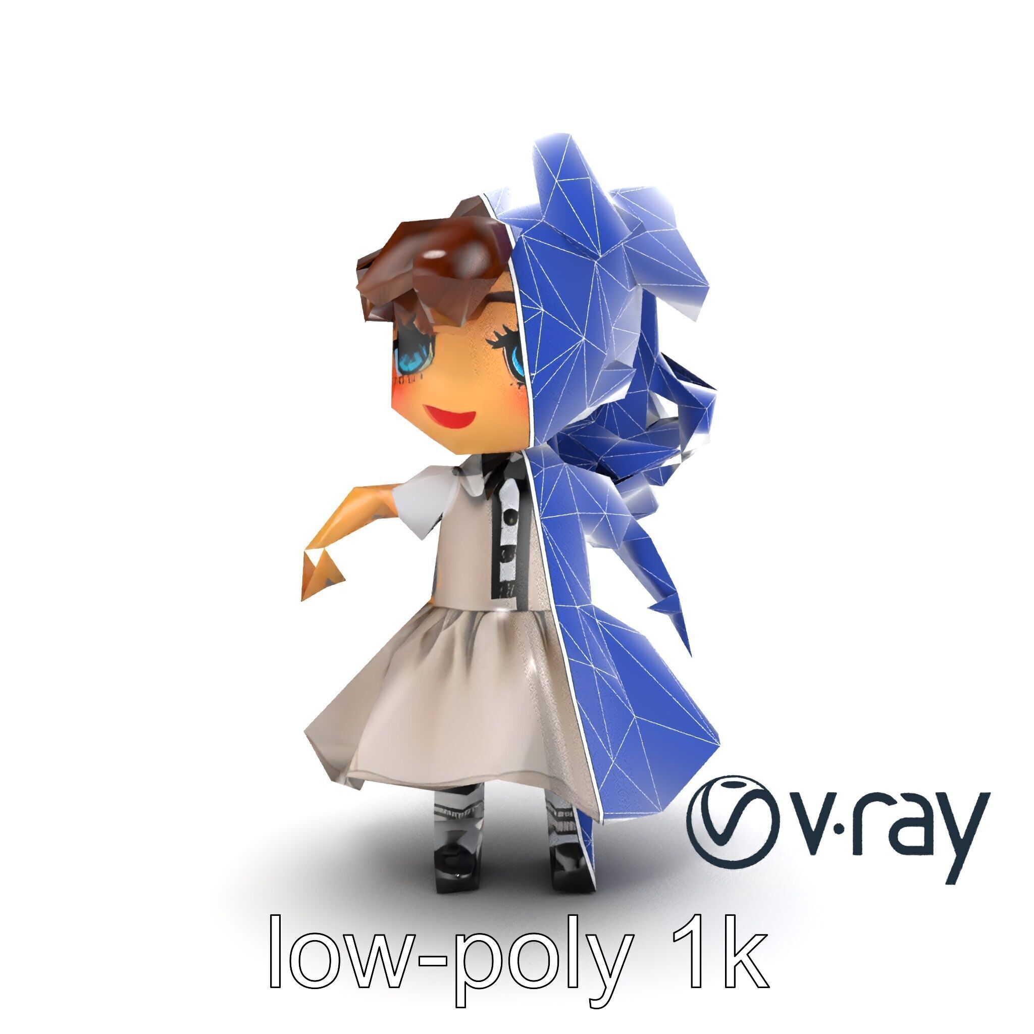 Sassy Twin Sister Doll Character model pack Low-poly 3D model_57