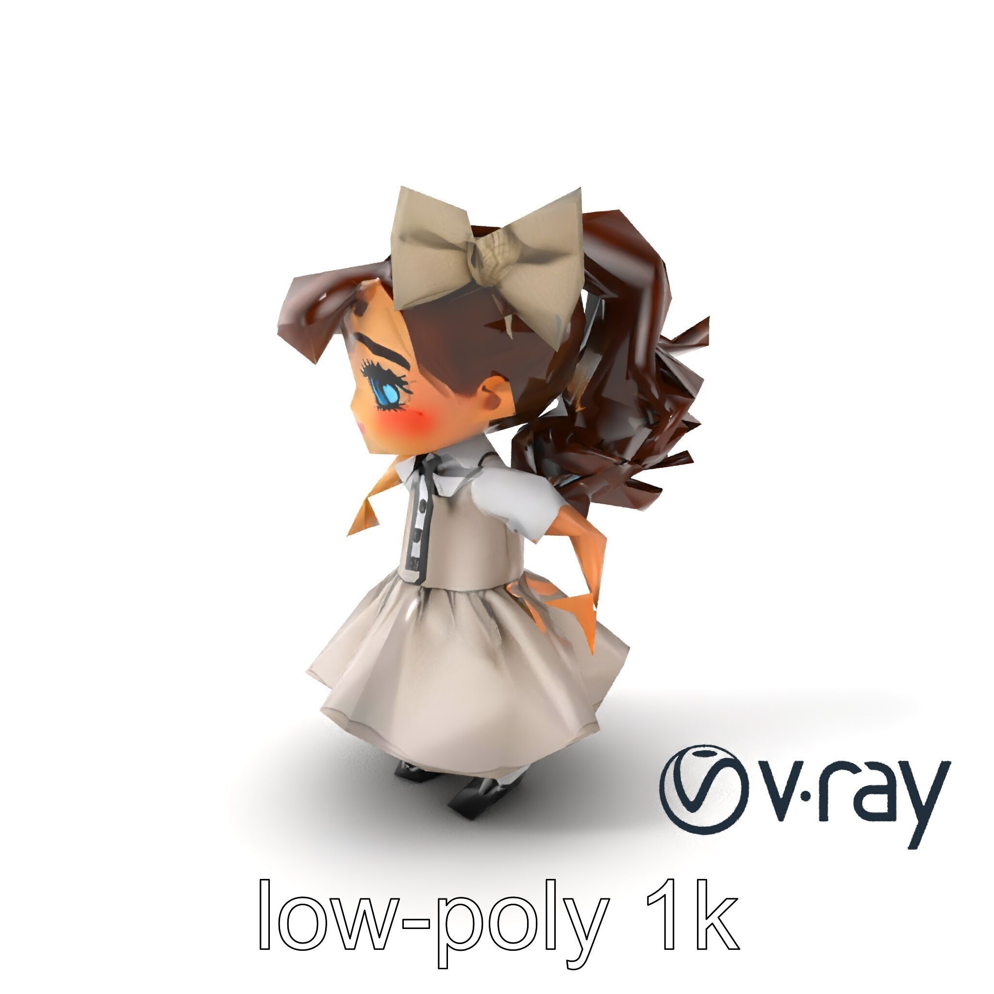 Sassy Twin Sister Doll Character model pack Low-poly 3D model_33