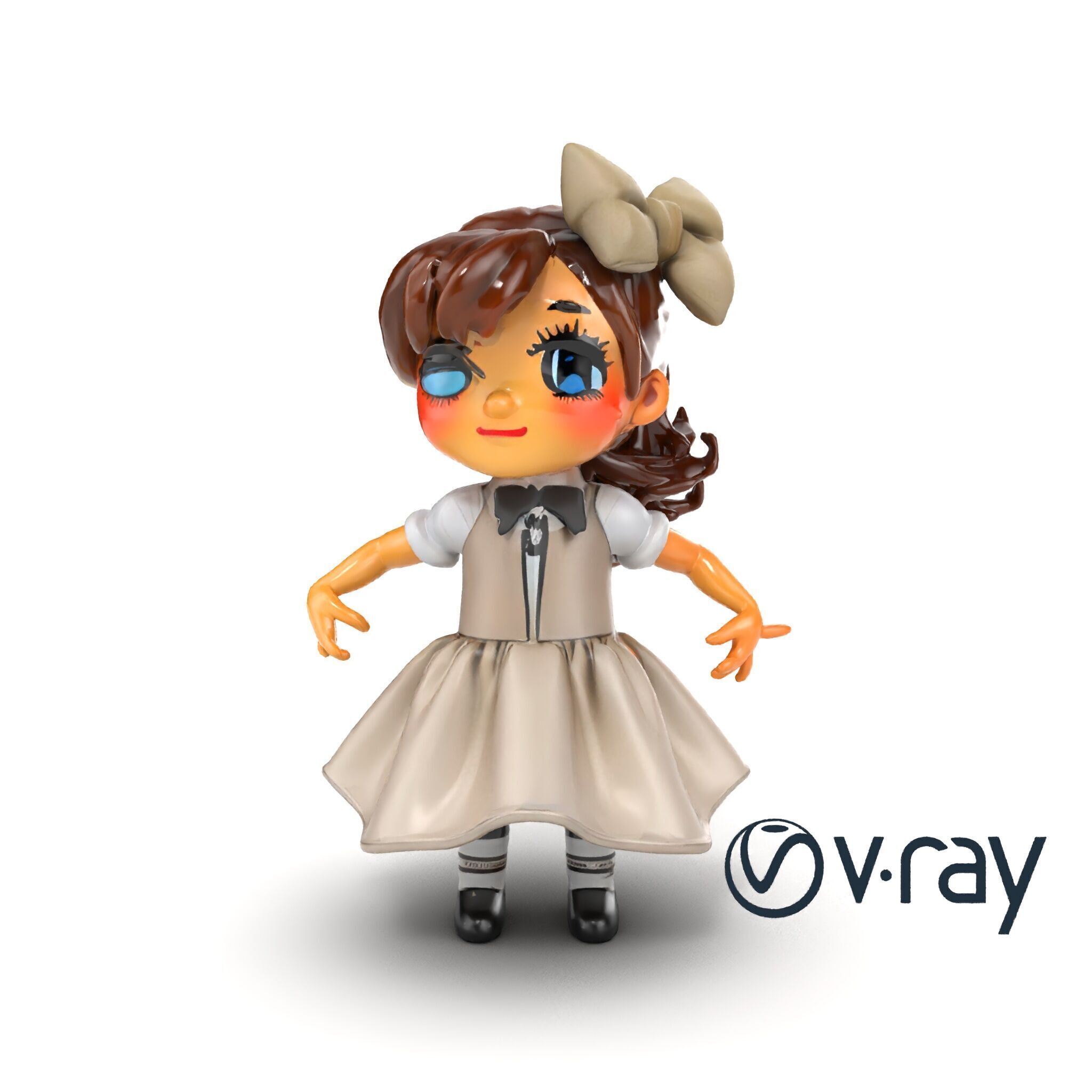 Sassy Twin Sister Doll Character model pack Low-poly 3D model_51