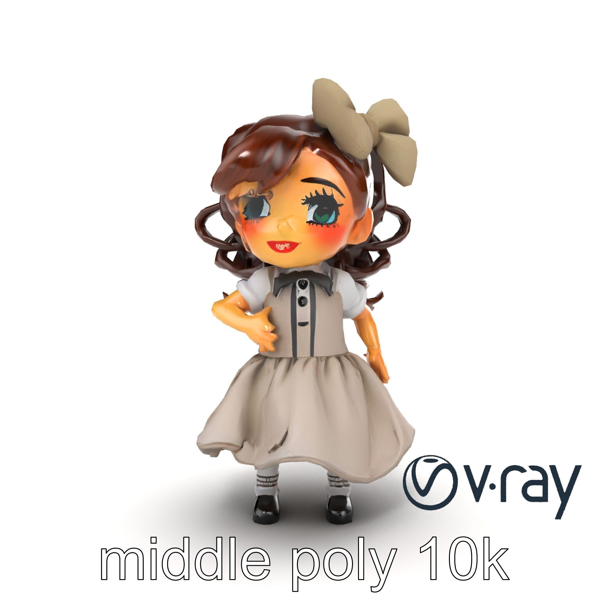 Sassy Twin Sister Doll Character model pack Low-poly 3D model_62