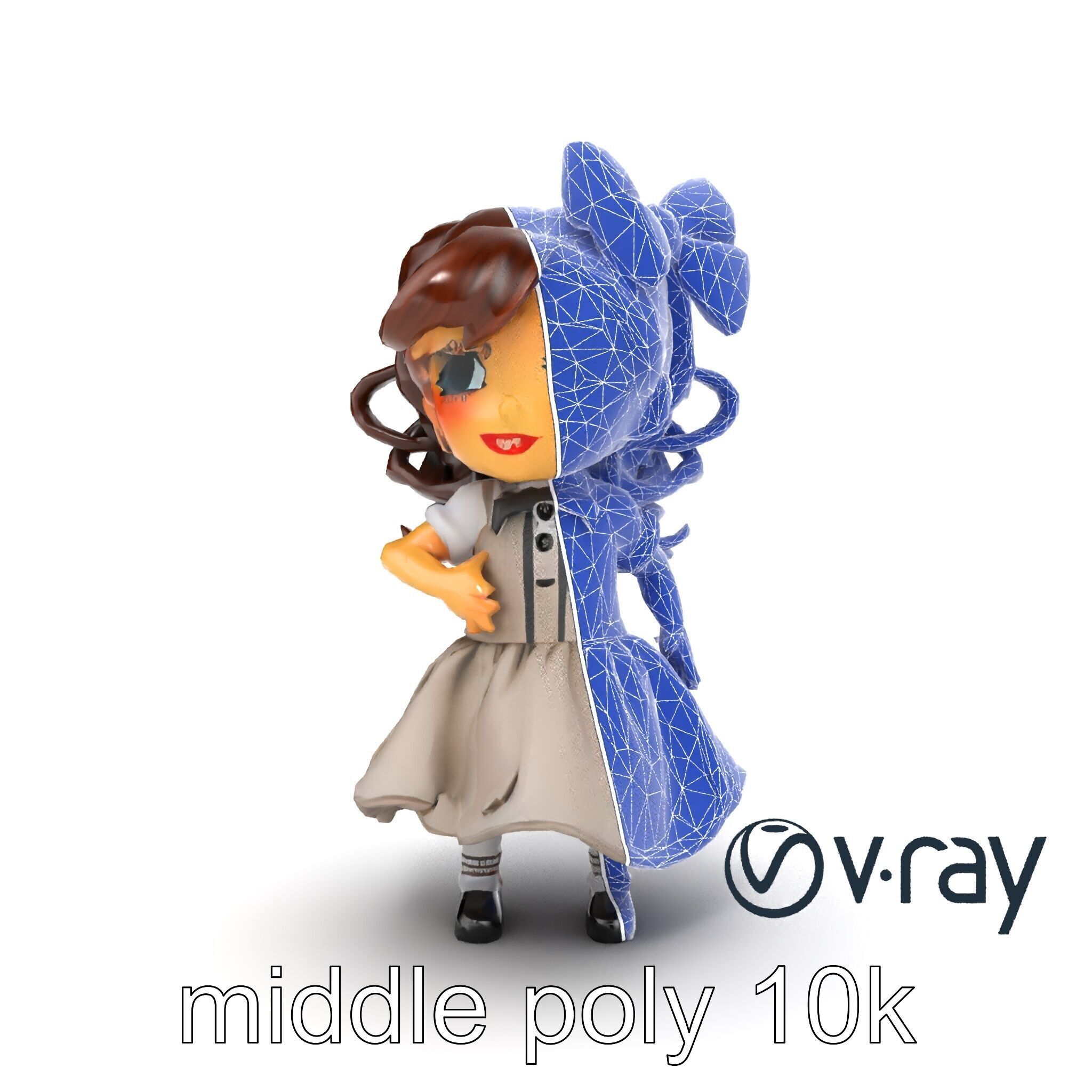 Sassy Twin Sister Doll Character model pack Low-poly 3D model_55