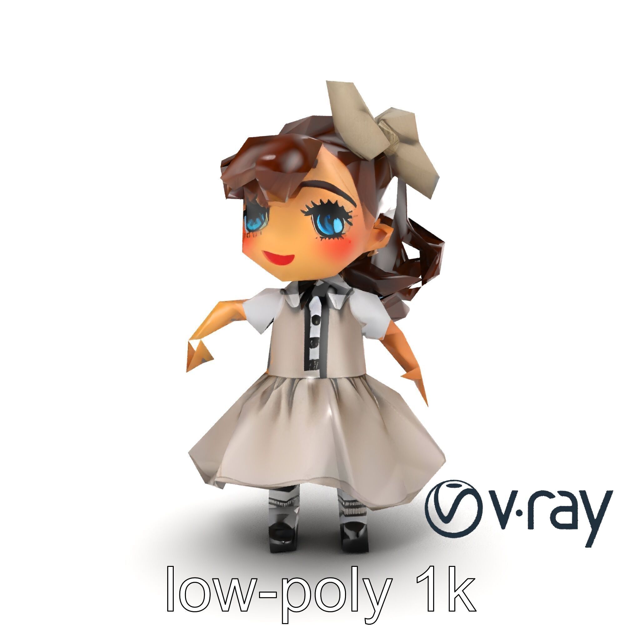 Sassy Twin Sister Doll Character model pack Low-poly 3D model_42