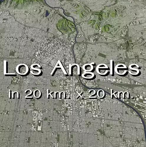 Los Angeles USA in 20 km x 20 km - city and urban
