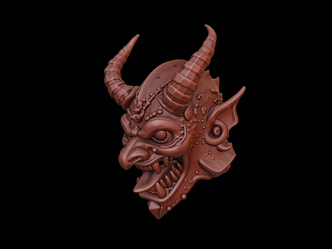 Armored Demon Mask 3d Printing 3D print model_2