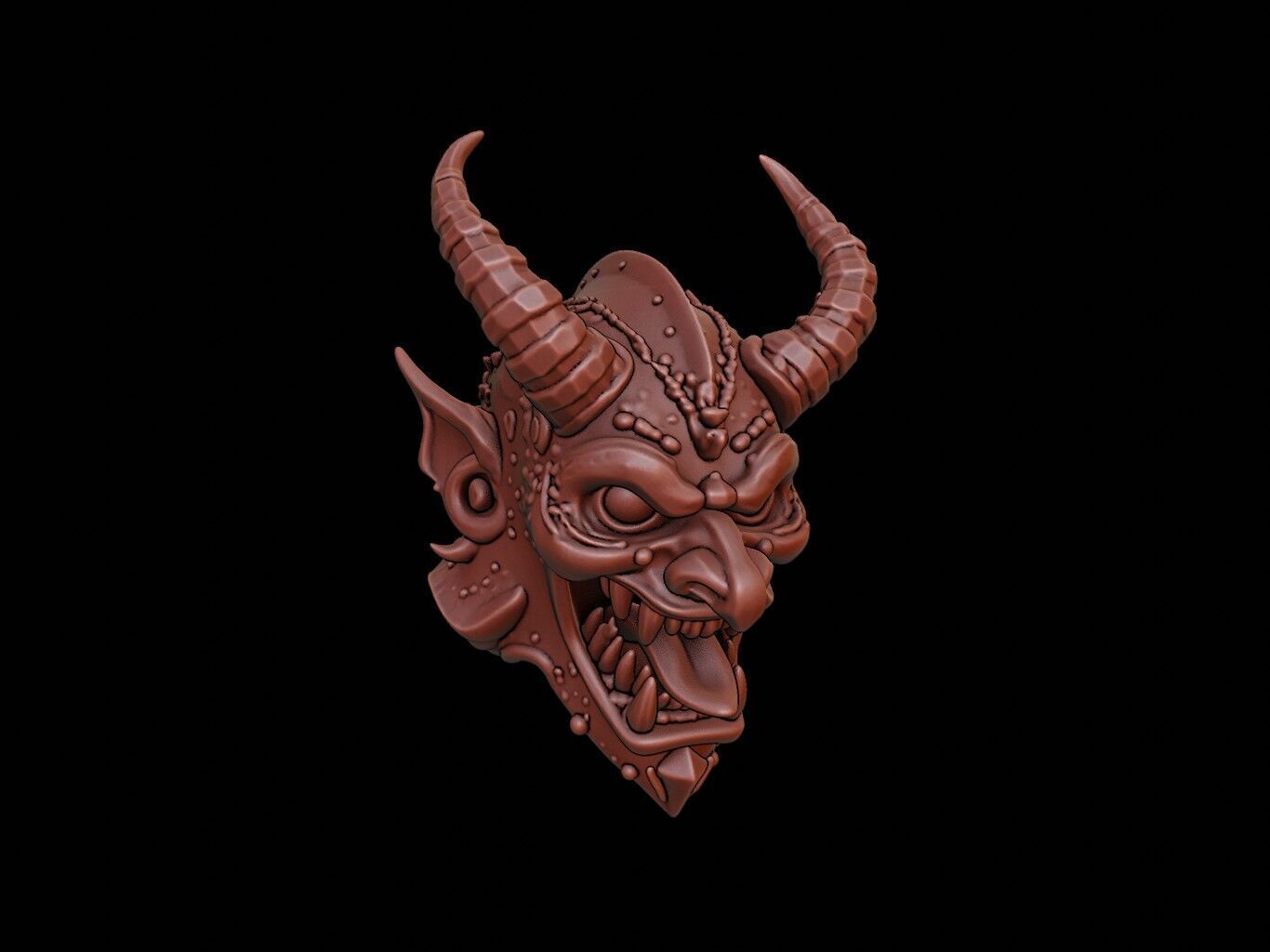 Armored Demon Mask 3d Printing 3D print model_1