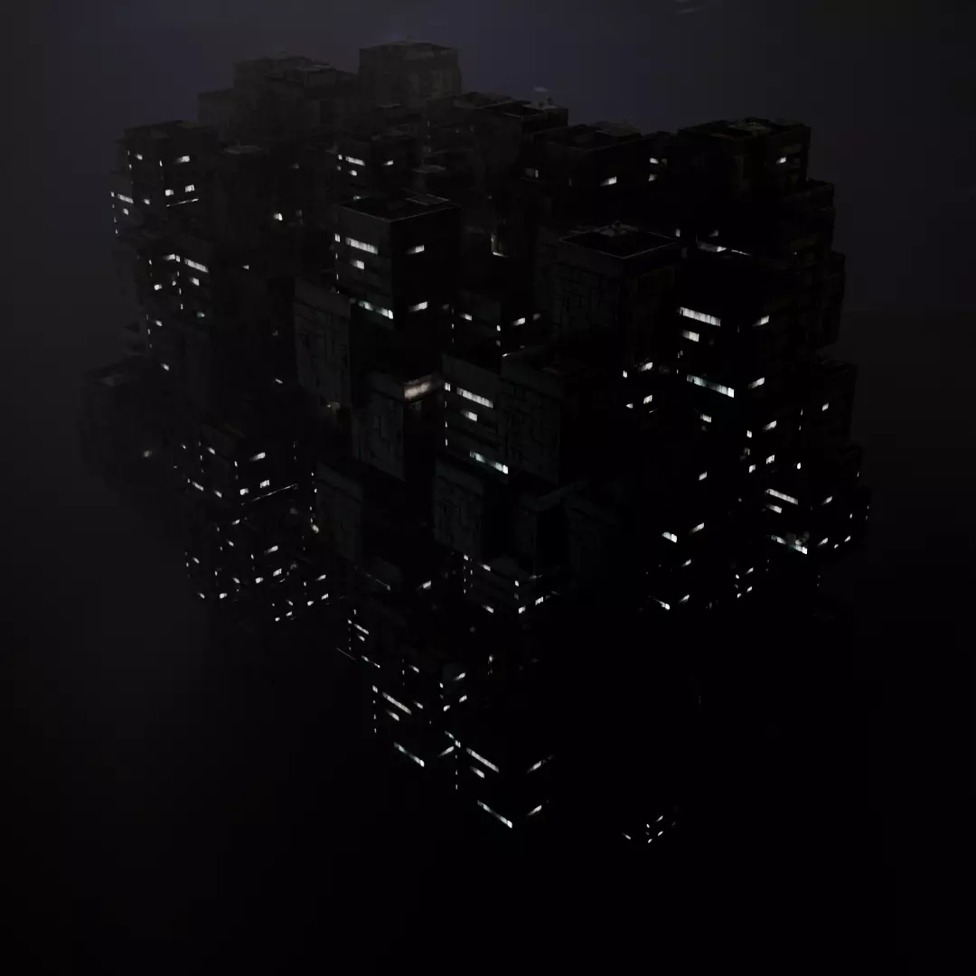 Sci fi night city building 5 Low-poly 3D model_0