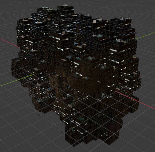 Sci fi night city building 5 Low-poly 3D model_1