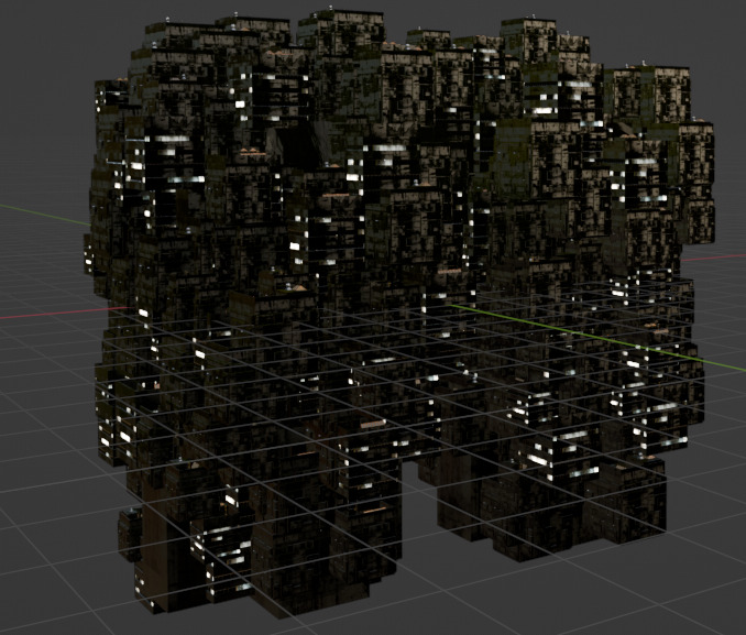 Sci fi night city building 5 Low-poly 3D model_2