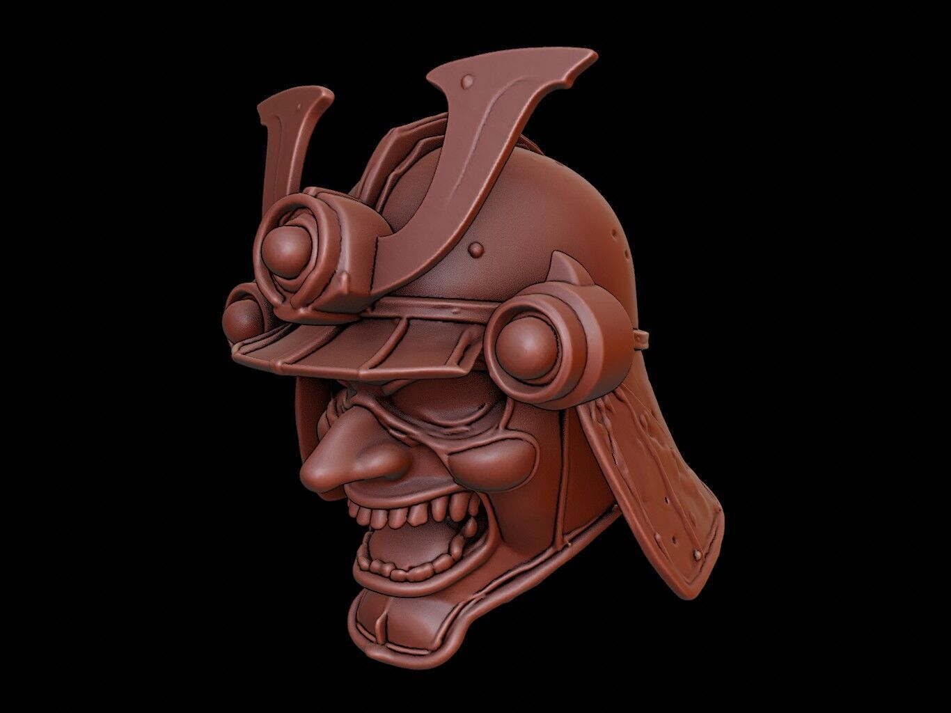 Cyber Samurai Mask 3d Printing 3D print model_2