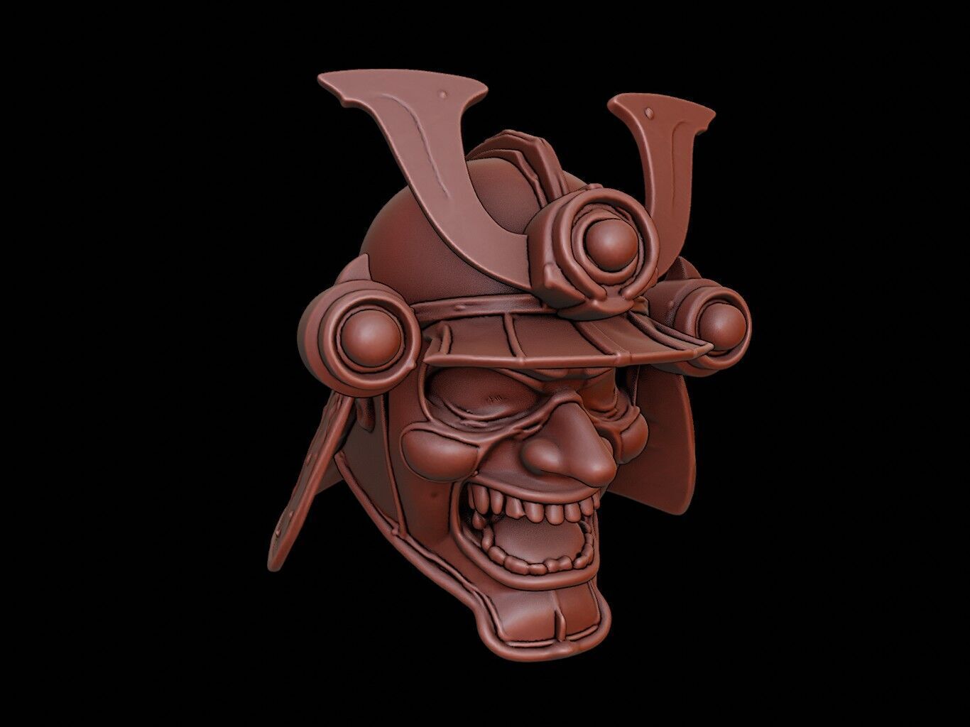 Cyber Samurai Mask 3d Printing 3D print model_1