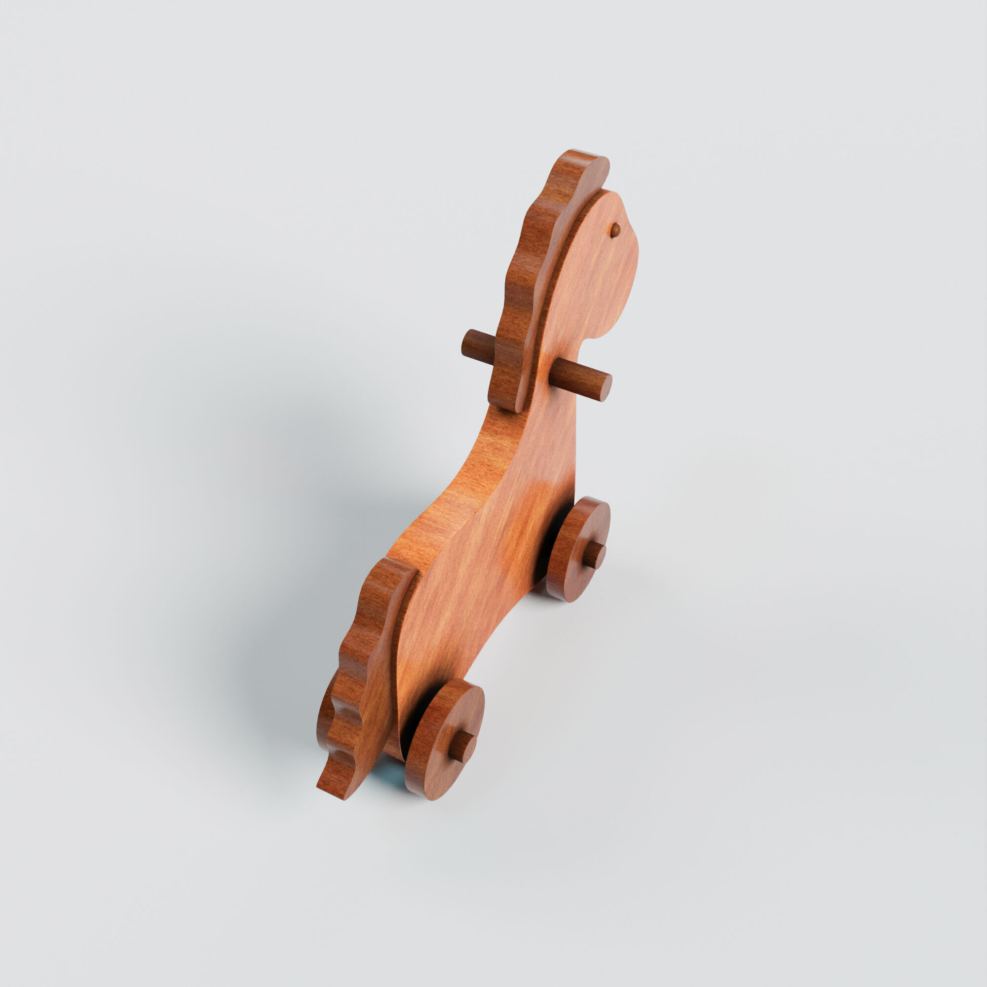 Vintage Wooden Toy Horse Low-poly 3D model_4