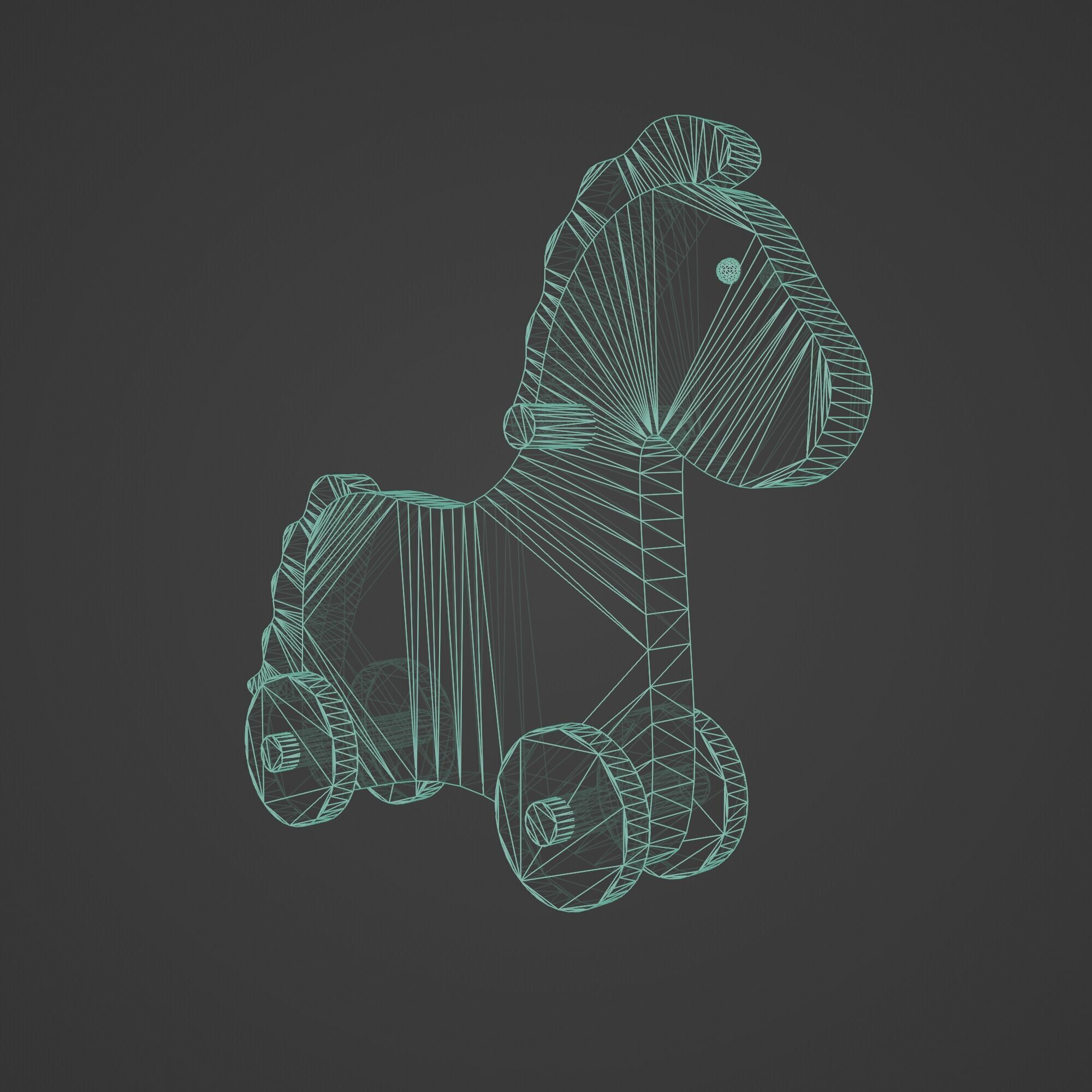 Vintage Wooden Toy Horse Low-poly 3D model_11