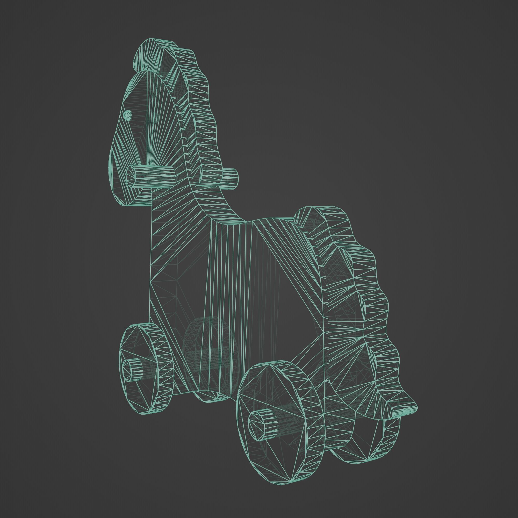 Vintage Wooden Toy Horse Low-poly 3D model_13