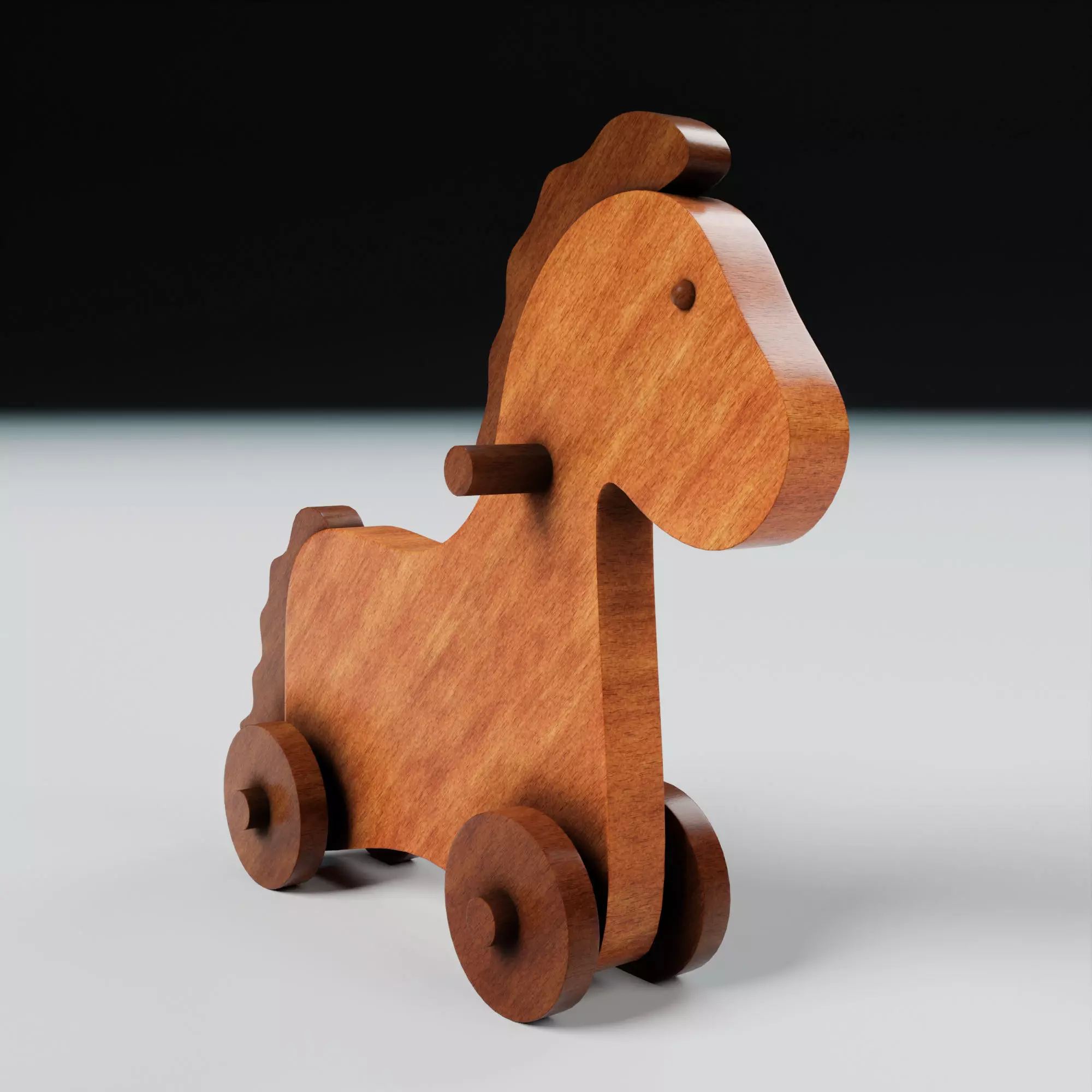 Vintage Wooden Toy Horse Low-poly 3D model_0