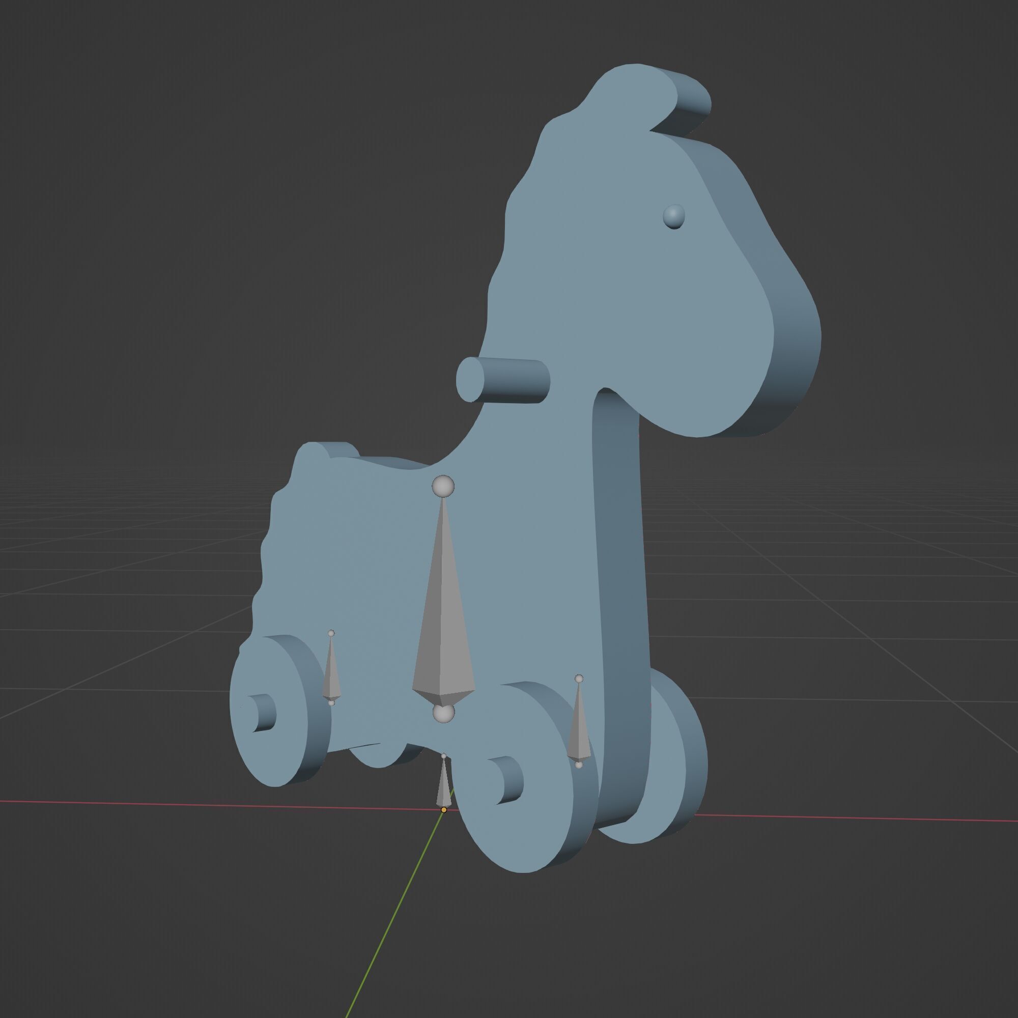 Vintage Wooden Toy Horse Low-poly 3D model_8